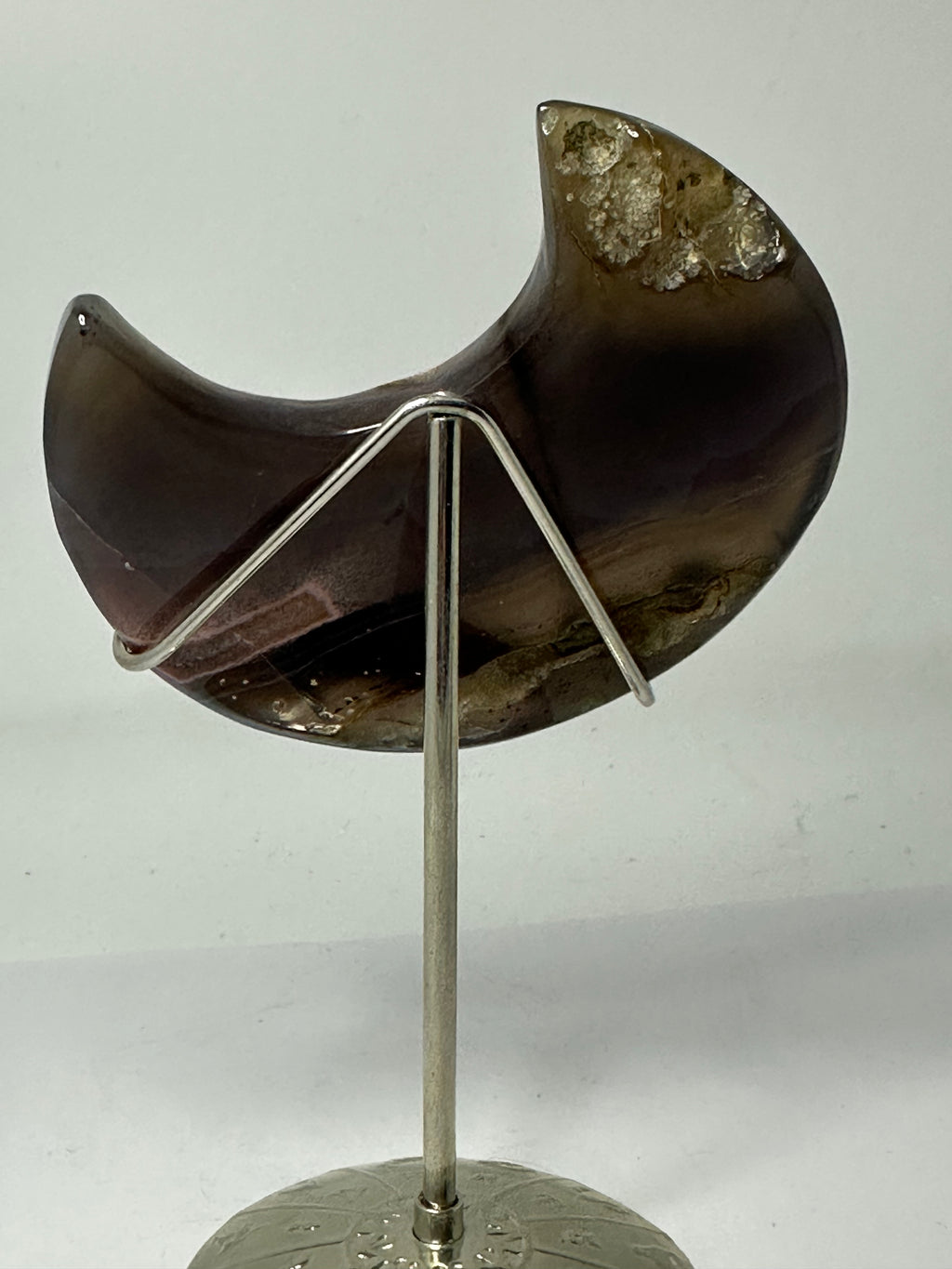 Agate Moon with Druzy on Stand