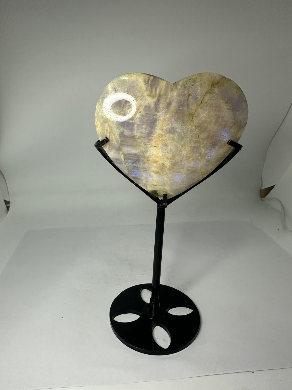 Moonstone Heart on Custom Stand
