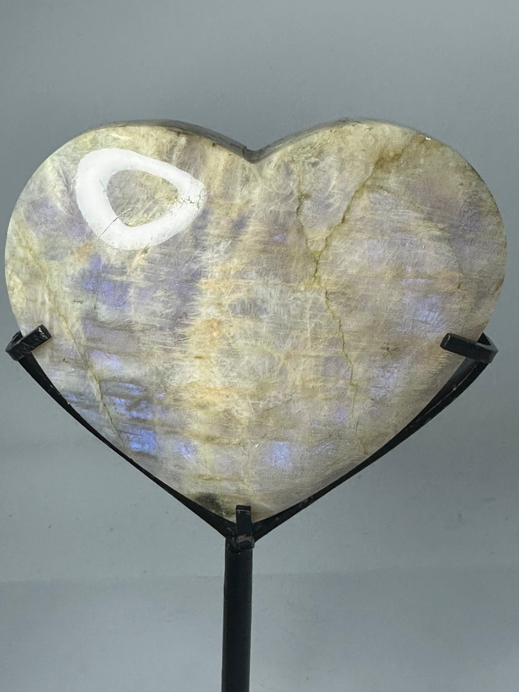 Moonstone Heart on Custom Stand