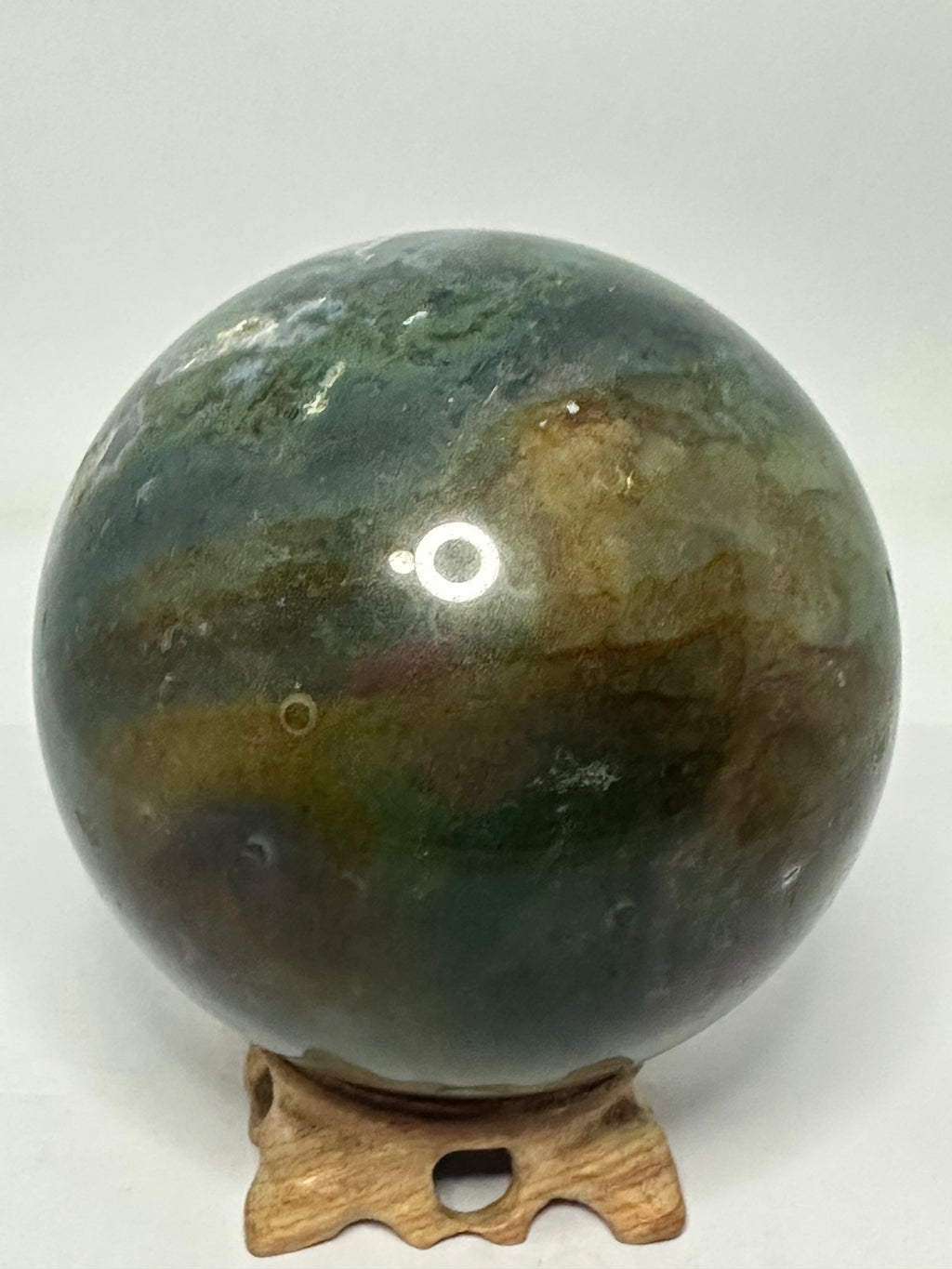 Moss Agate Sphere with Druzy Quartz