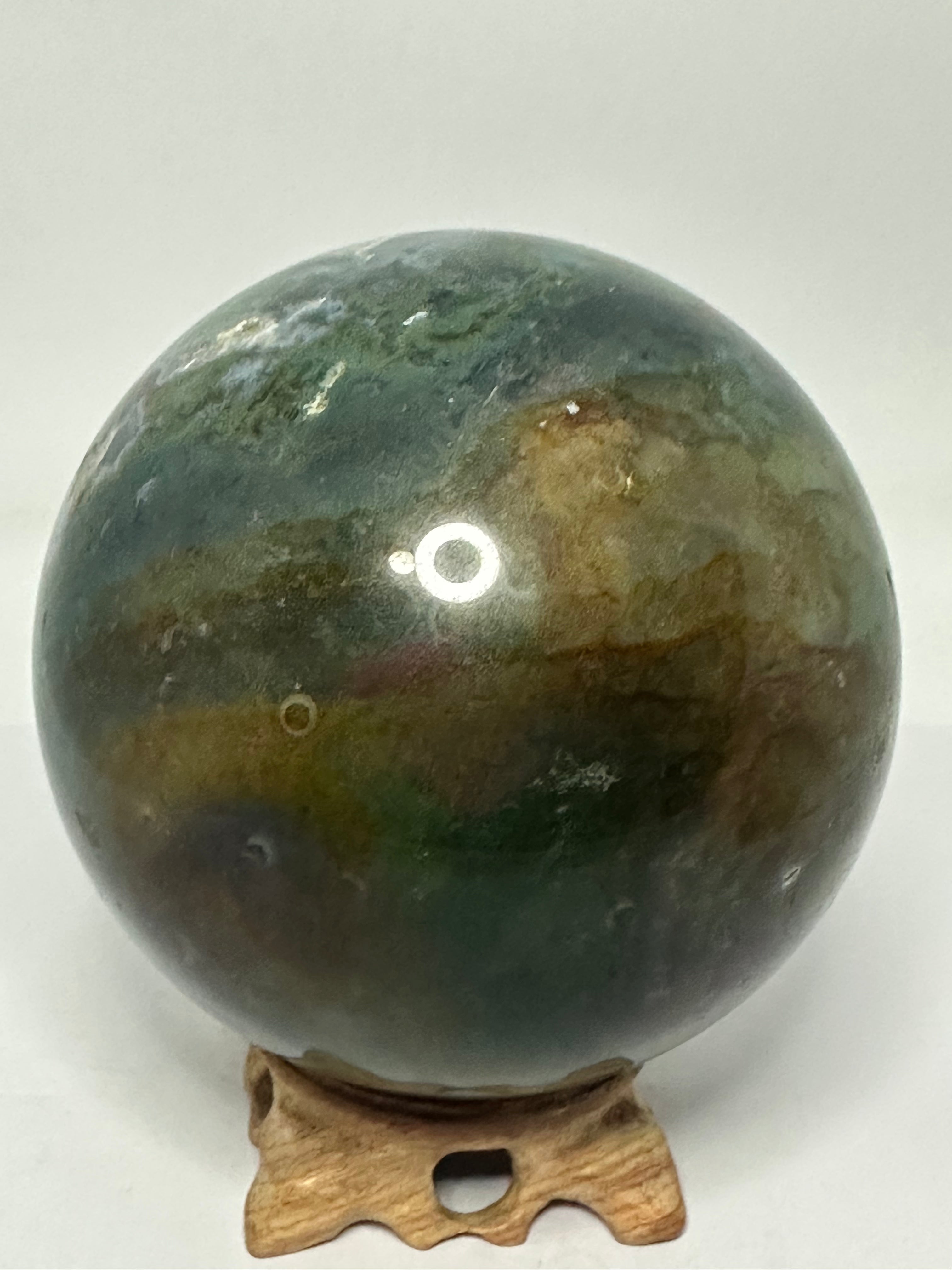 Moss Agate Sphere with Druzy Quartz