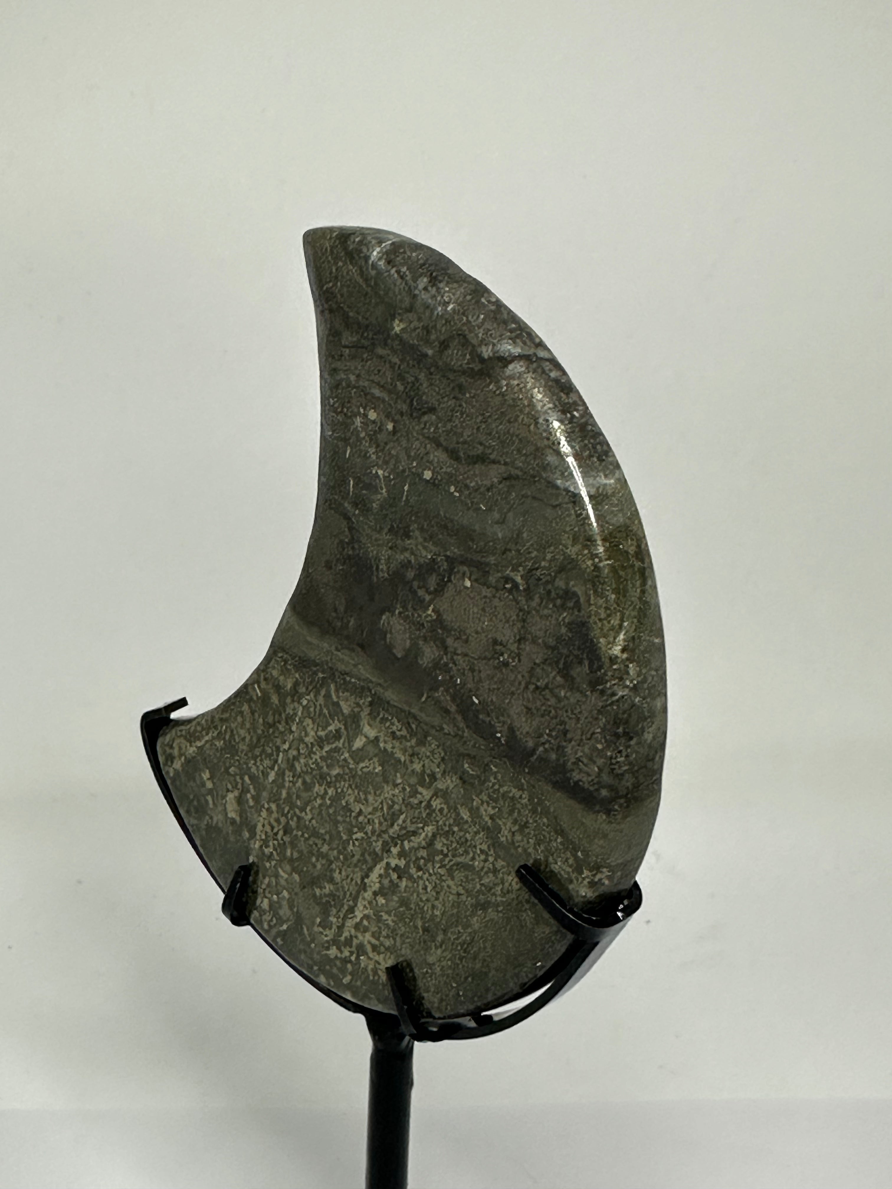 Pyrite Moon Carving on Custom Stand – 267g