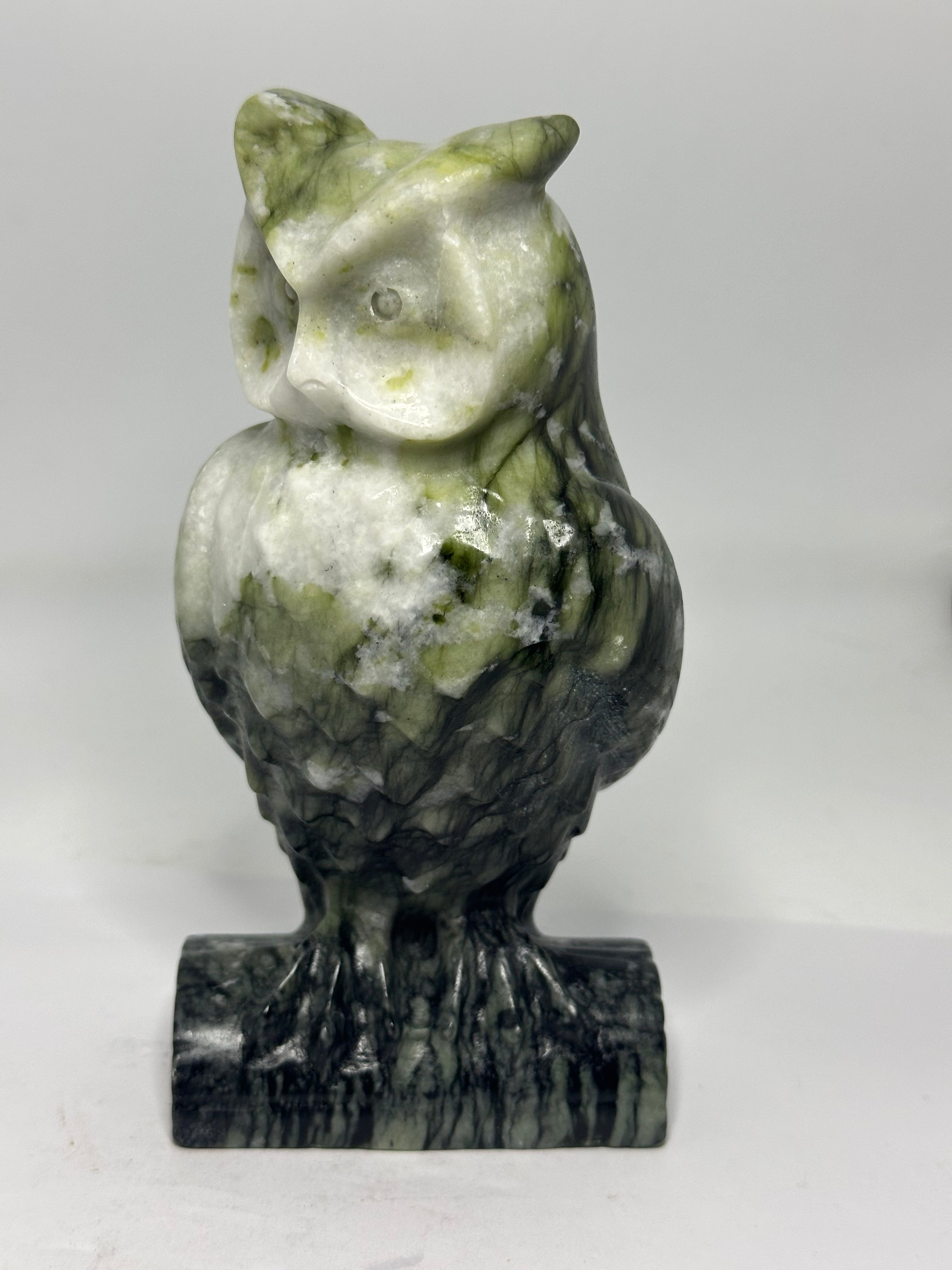 Green Jade Owl Carving