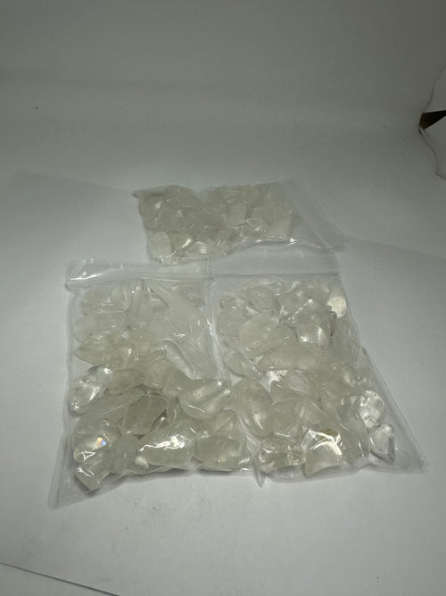 Tumbled clear quartz chips, 100g