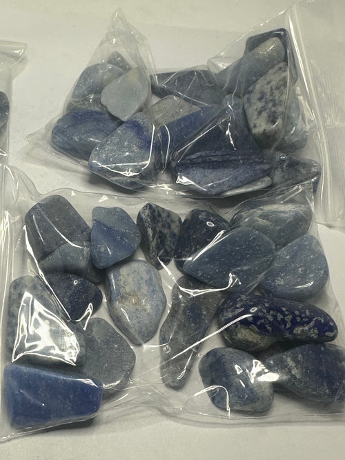 Tumbled blue aventurine stones, 100g, shown from another angle
