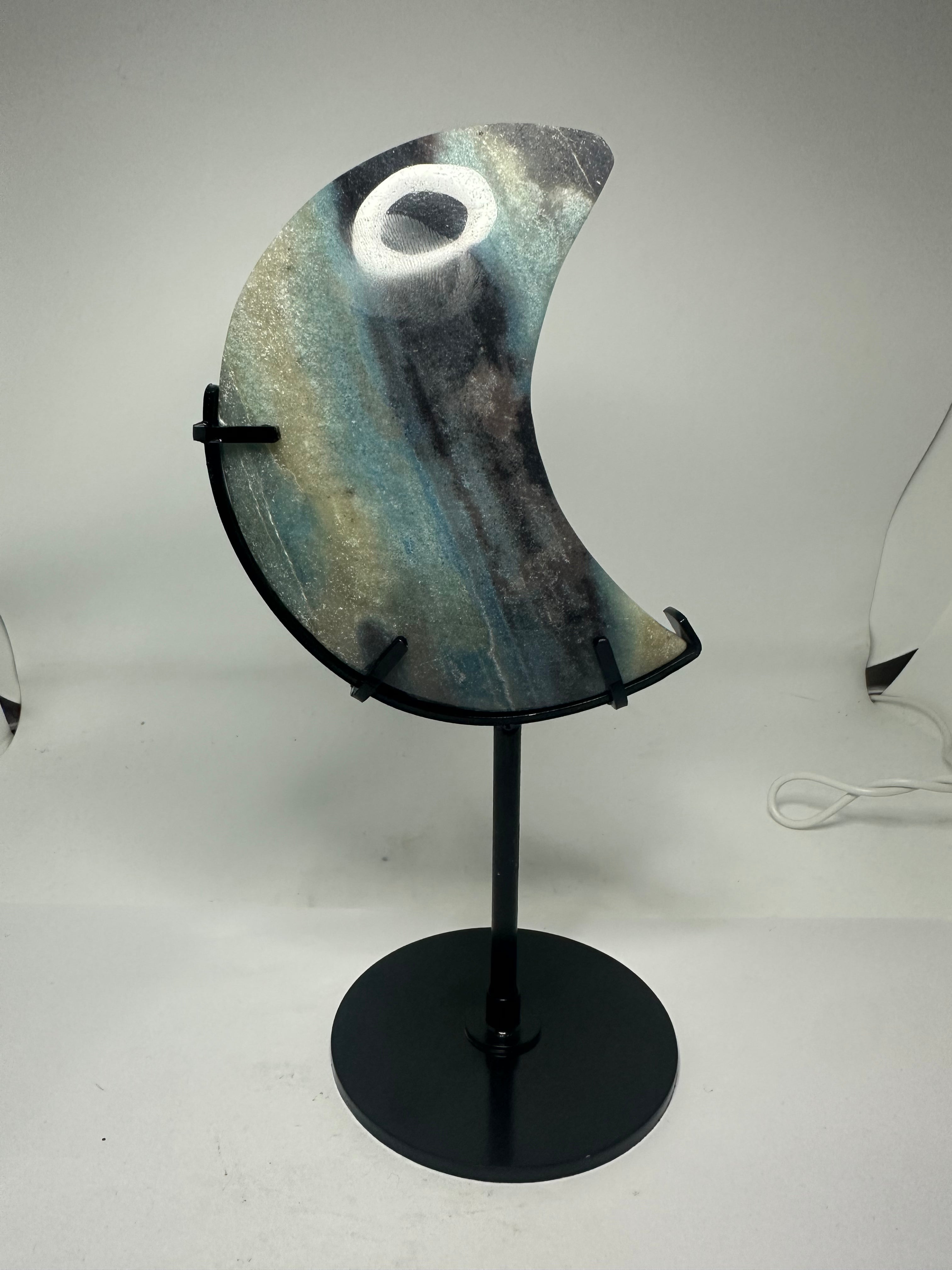 Trolleite Moon Carving on Custom Stand – 435g