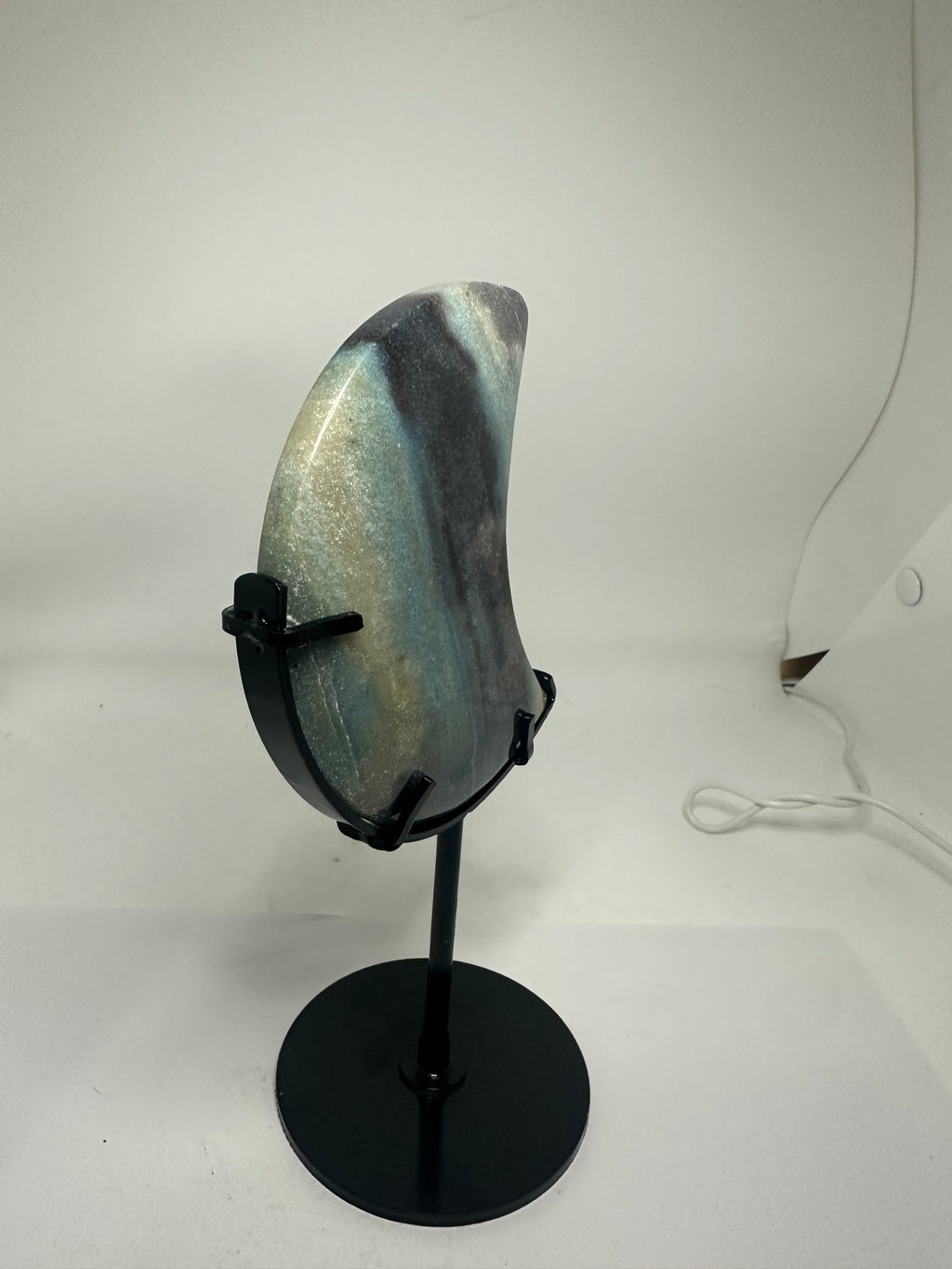 Trolleite Moon Carving on Custom Stand – 435g