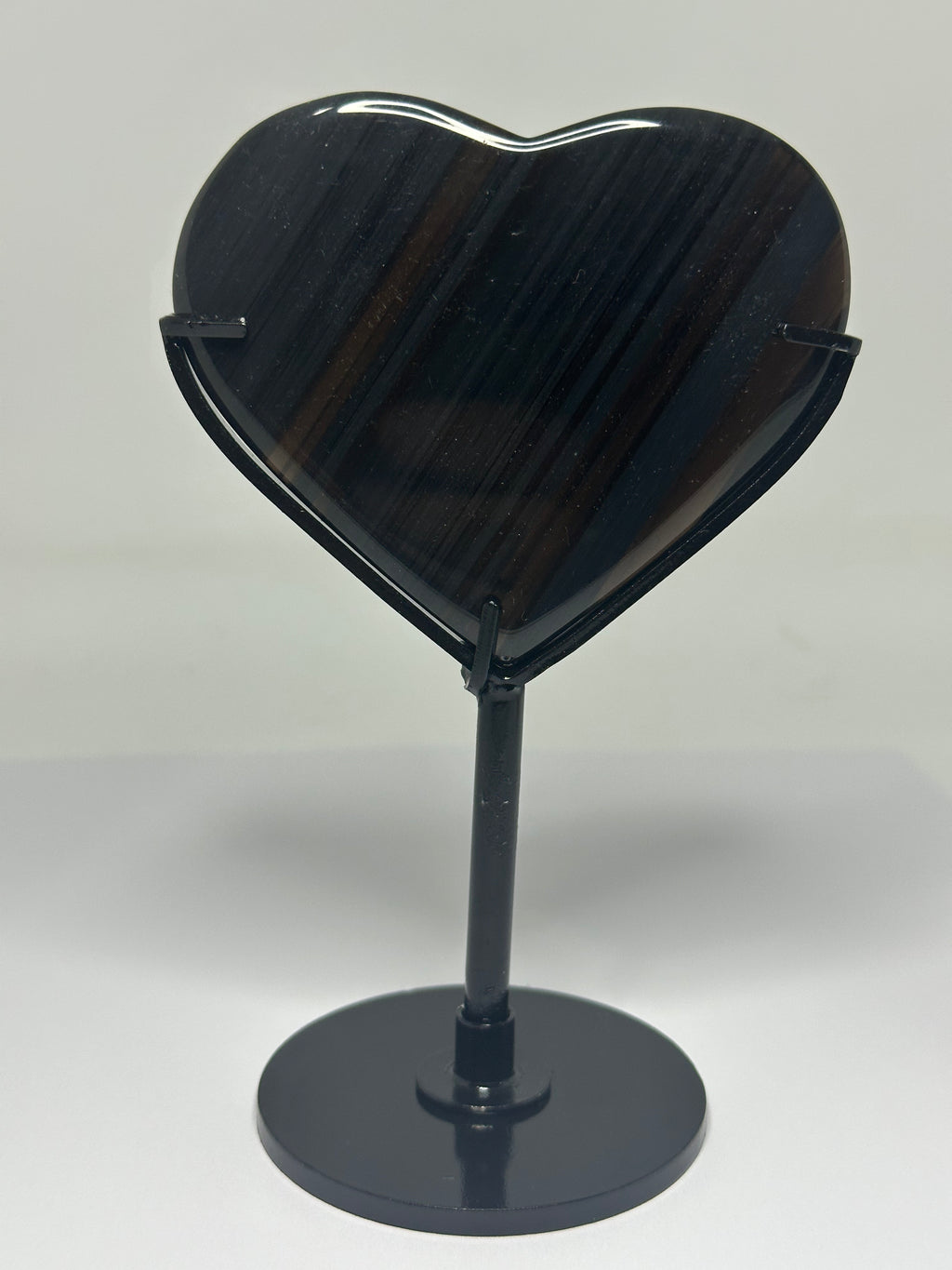 Black Lace Obsidian Heart on Custom Stand – 176g