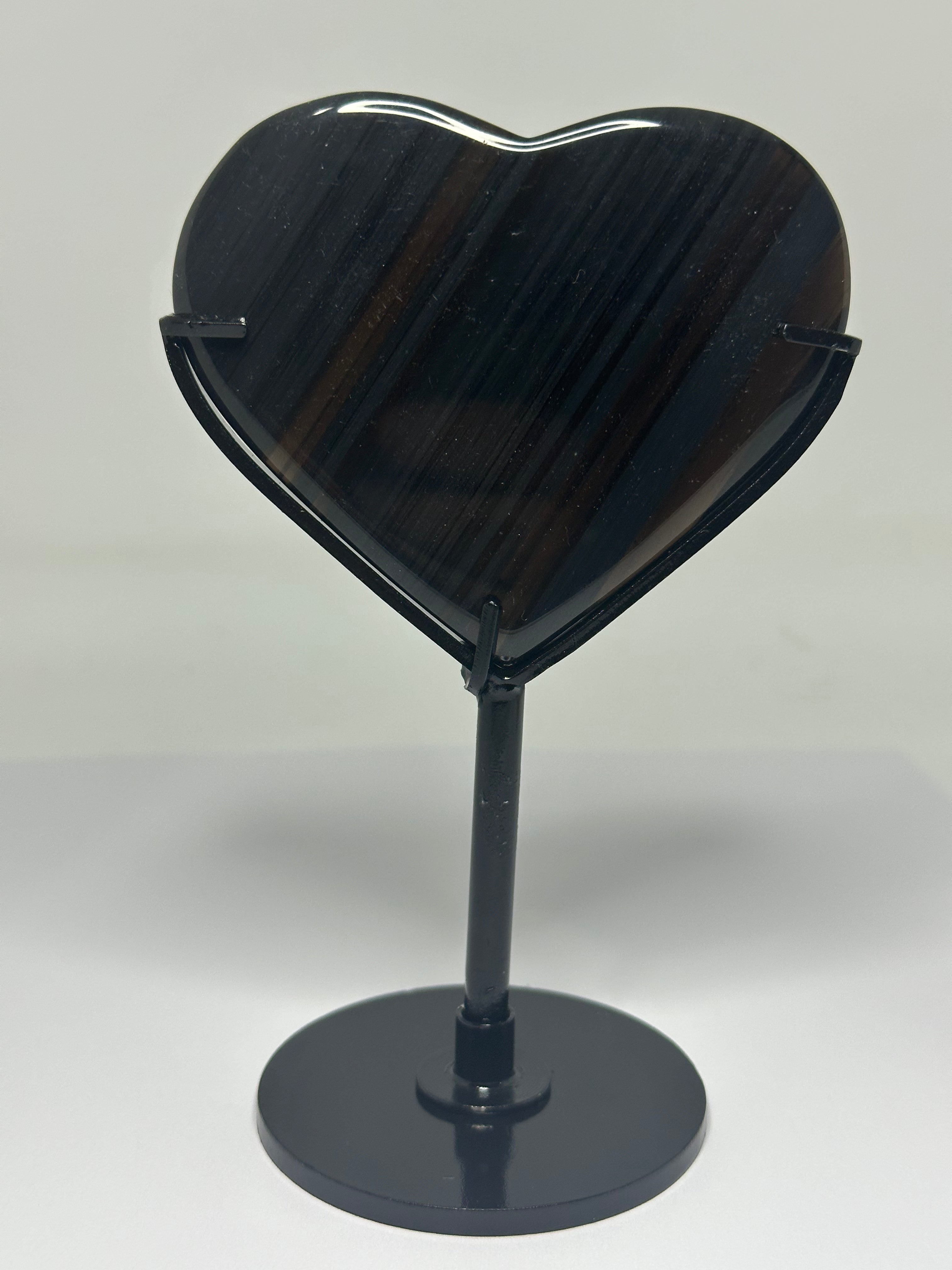 Black Lace Obsidian Heart on Custom Stand – 176g