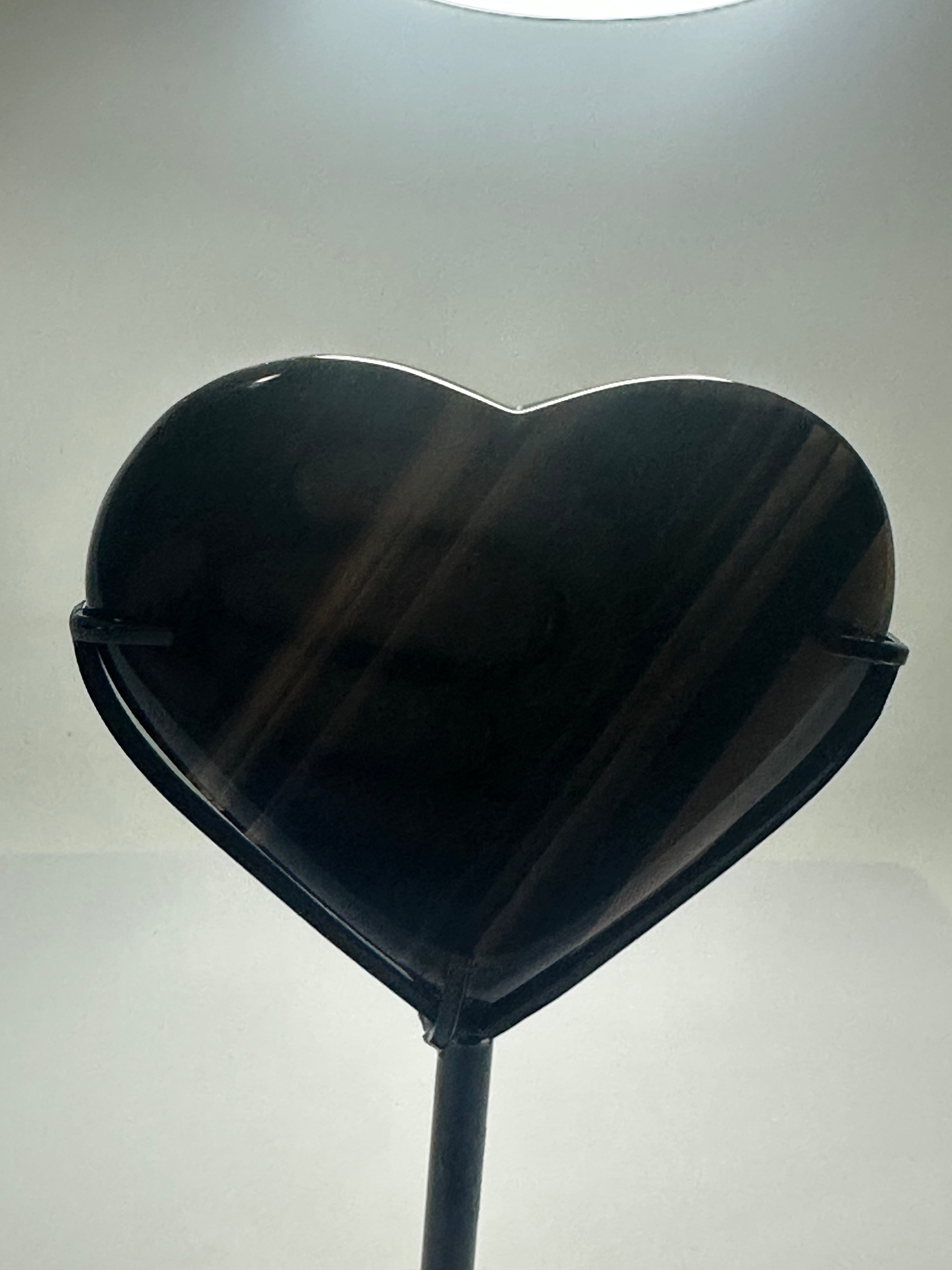 Black Lace Obsidian Heart on Custom Stand – 176g