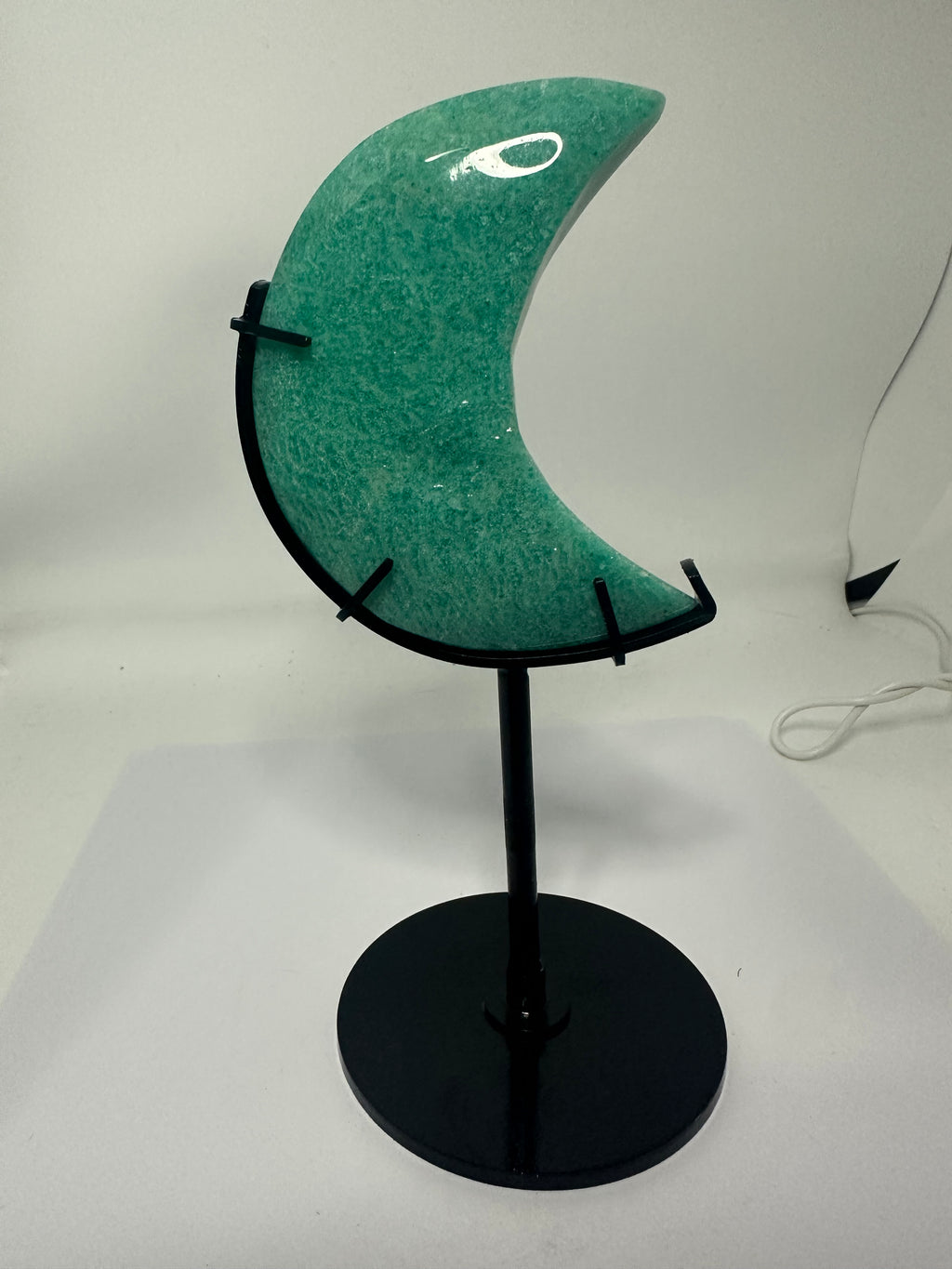 Amazonite Moon on Custom Stand