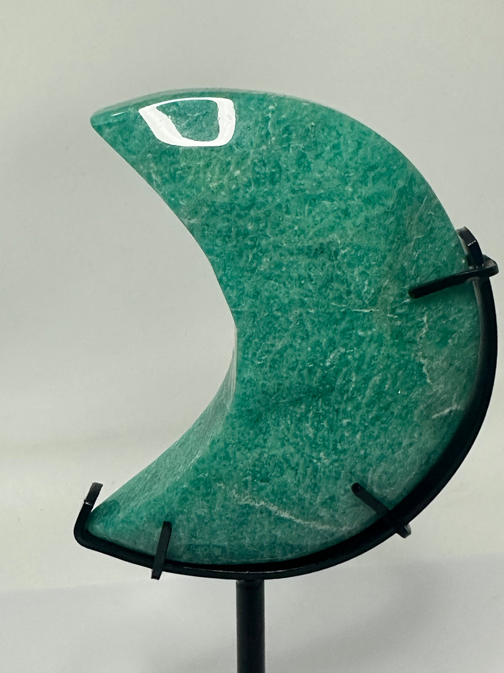 Amazonite Moon on Custom Stand