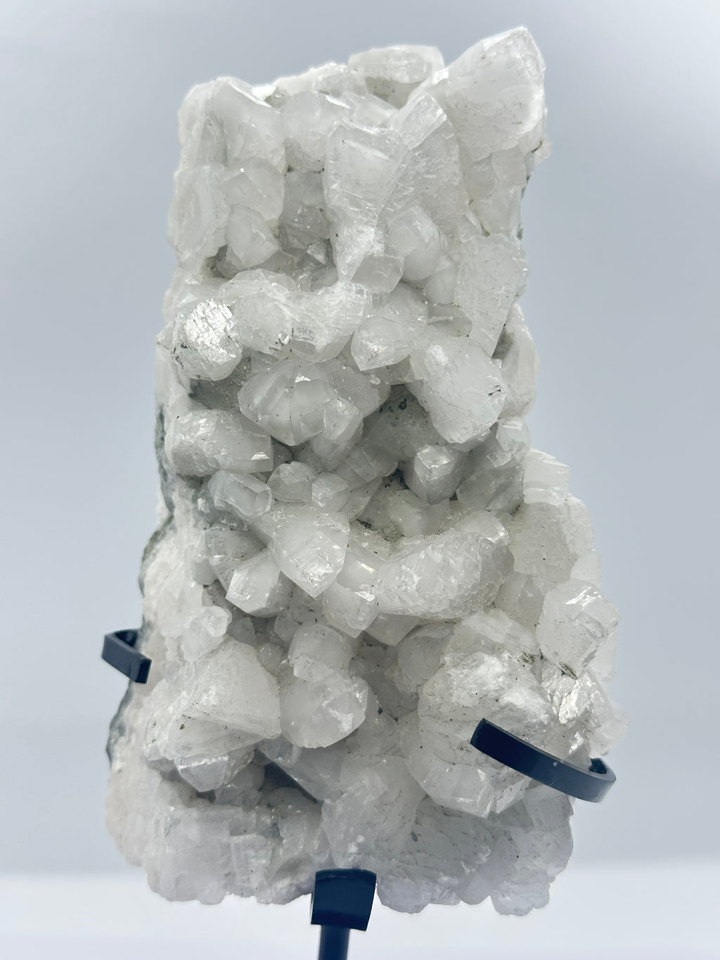 White Calcite Specimen on Custom Stand – 1.36kg