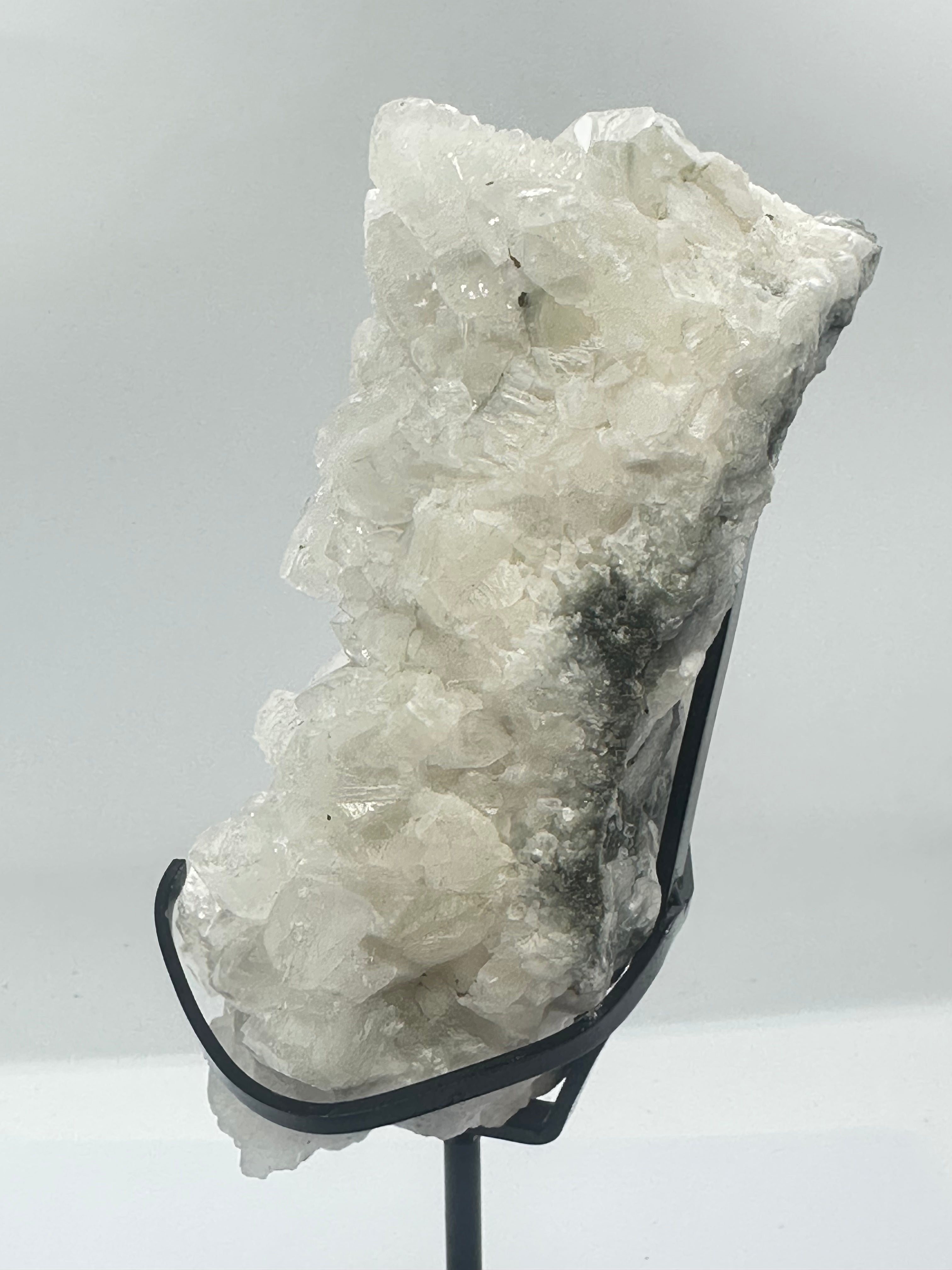 White Calcite Specimen on Custom Stand – 1.36kg