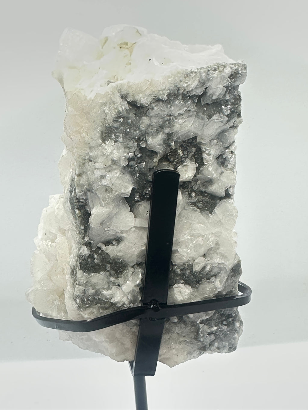 White Calcite Specimen on Custom Stand – 1.36kg