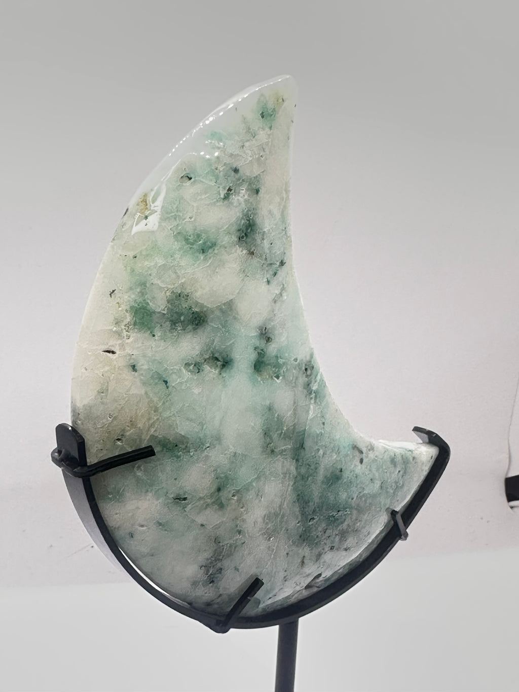 Phoenix Stone Moon Carving on Custom Stand - 646g on stand