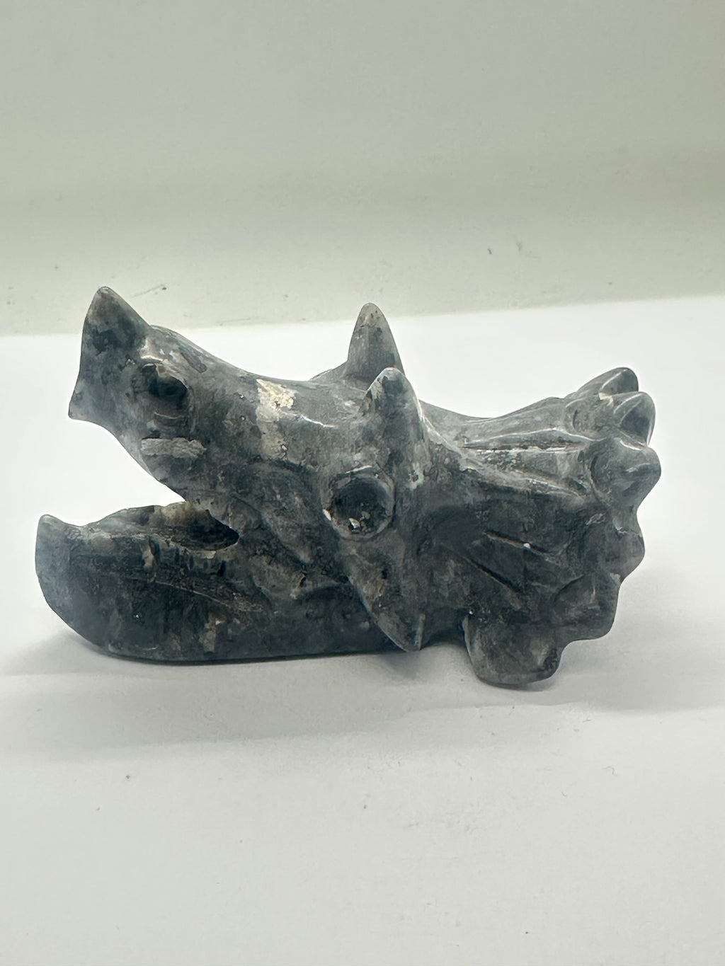 Lava Stone Dinosaur Head Carving – 252g