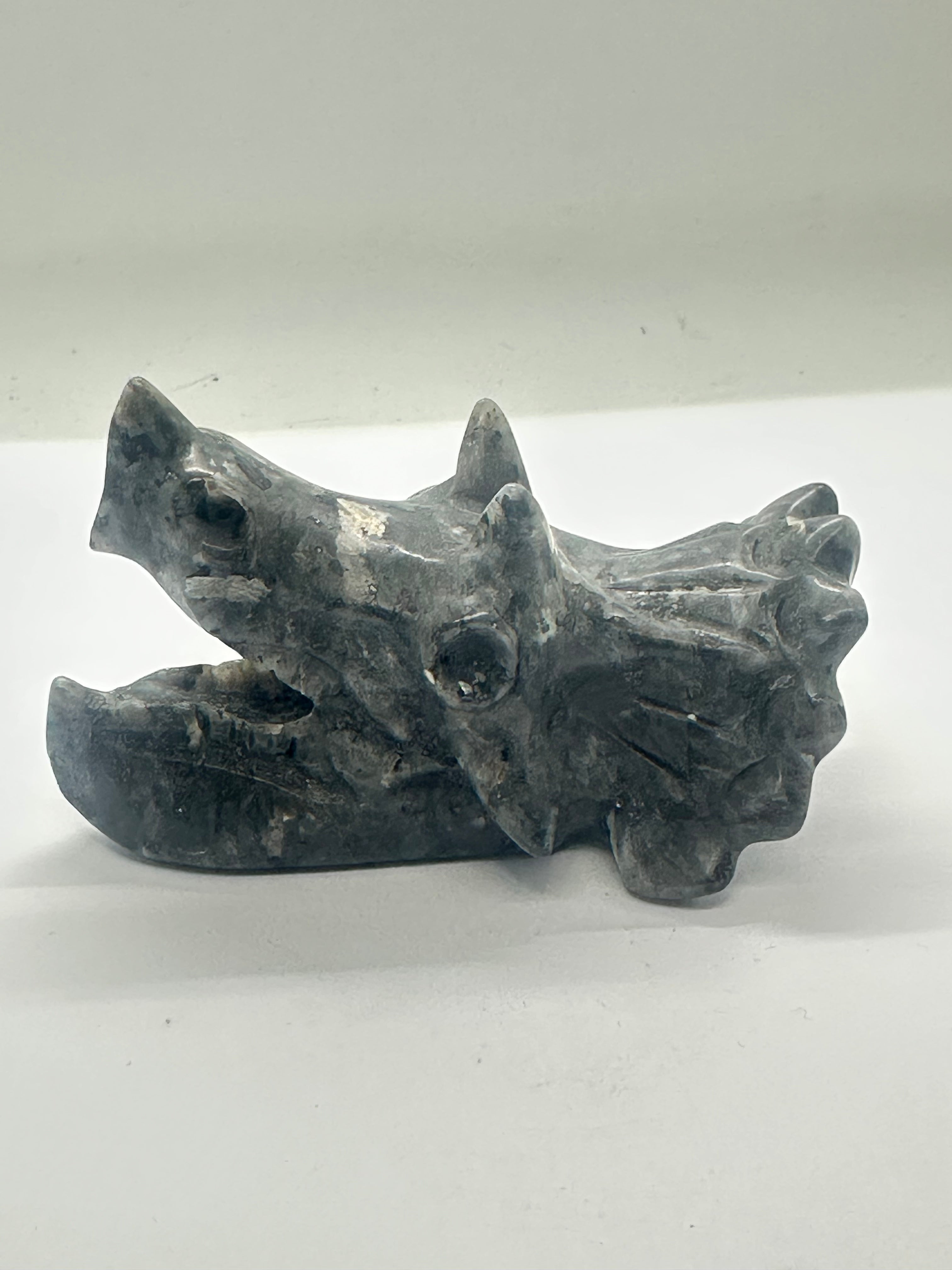Lava Stone Dinosaur Head Carving – 252g