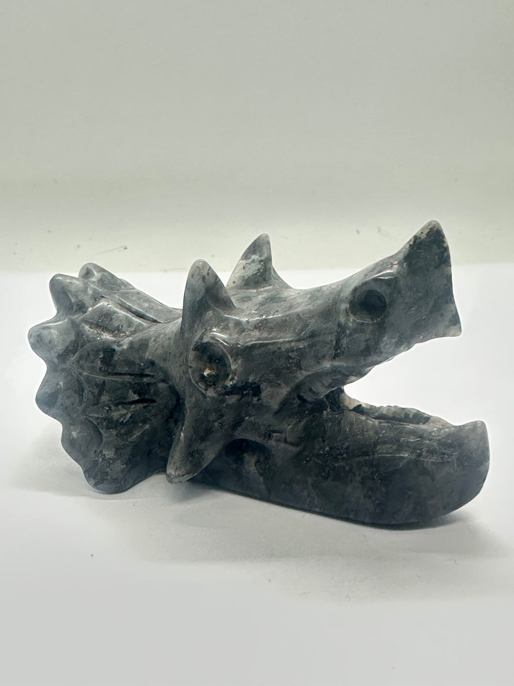 Lava Stone Dinosaur Head Carving – 252g