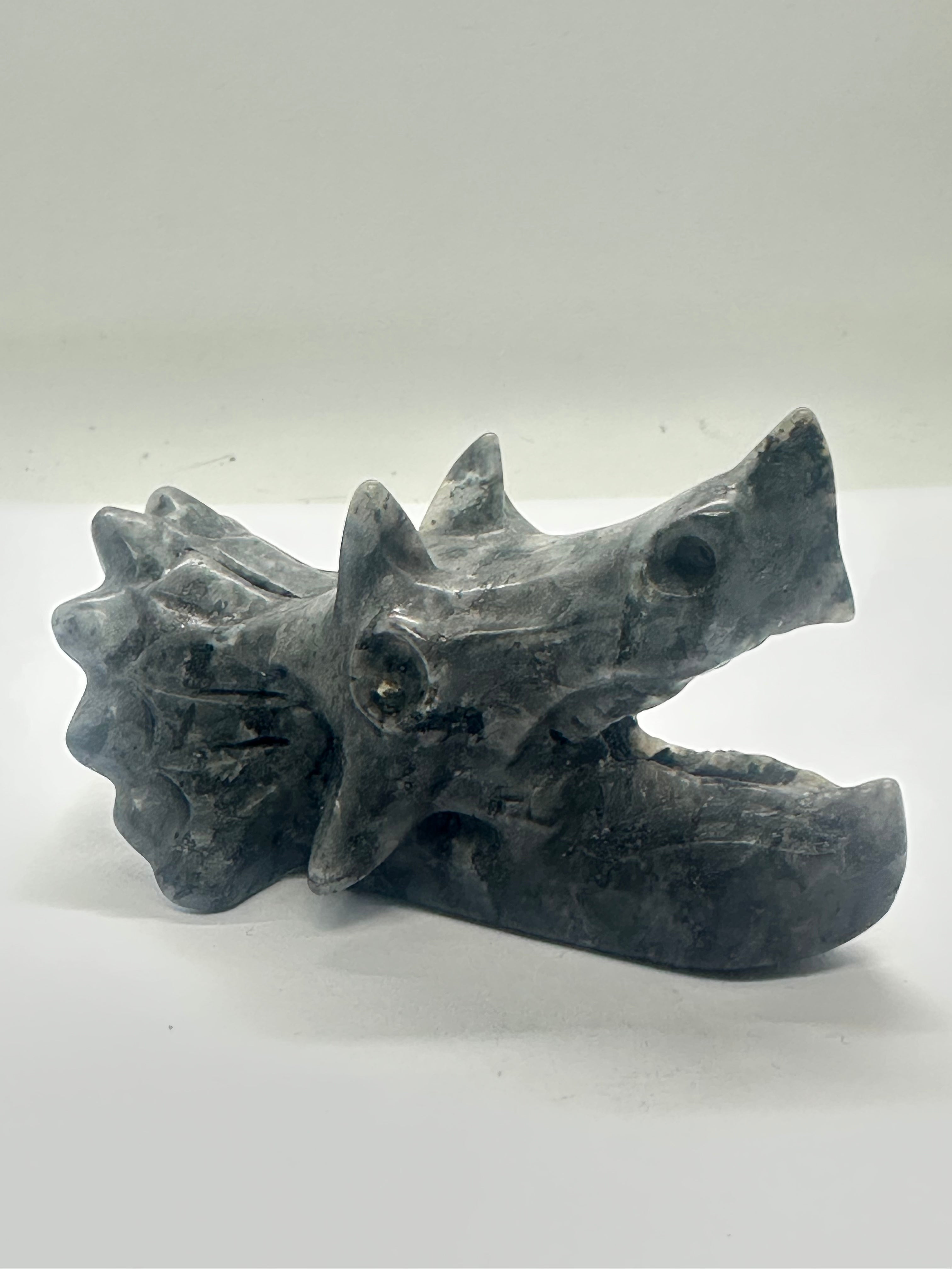 Lava Stone Dinosaur Head Carving – 252g