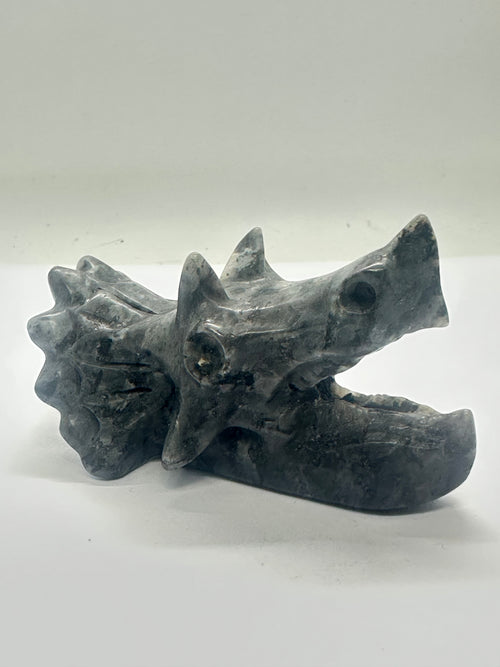 Lava Stone Dinosaur Head Carving – 252g