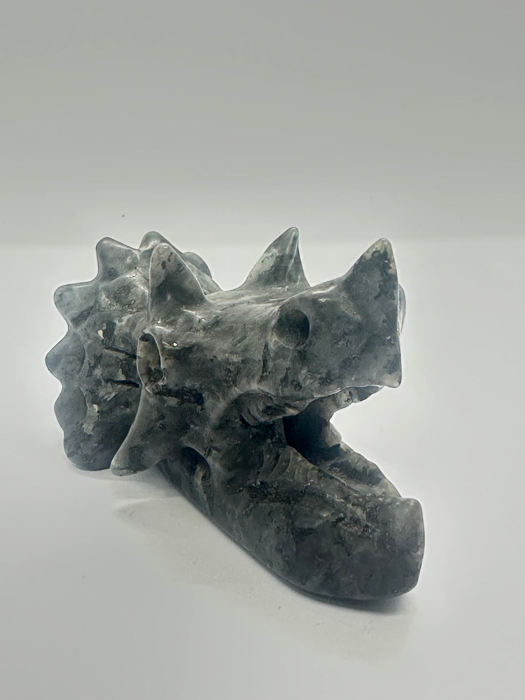 Lava Stone Dinosaur Head Carving – 252g