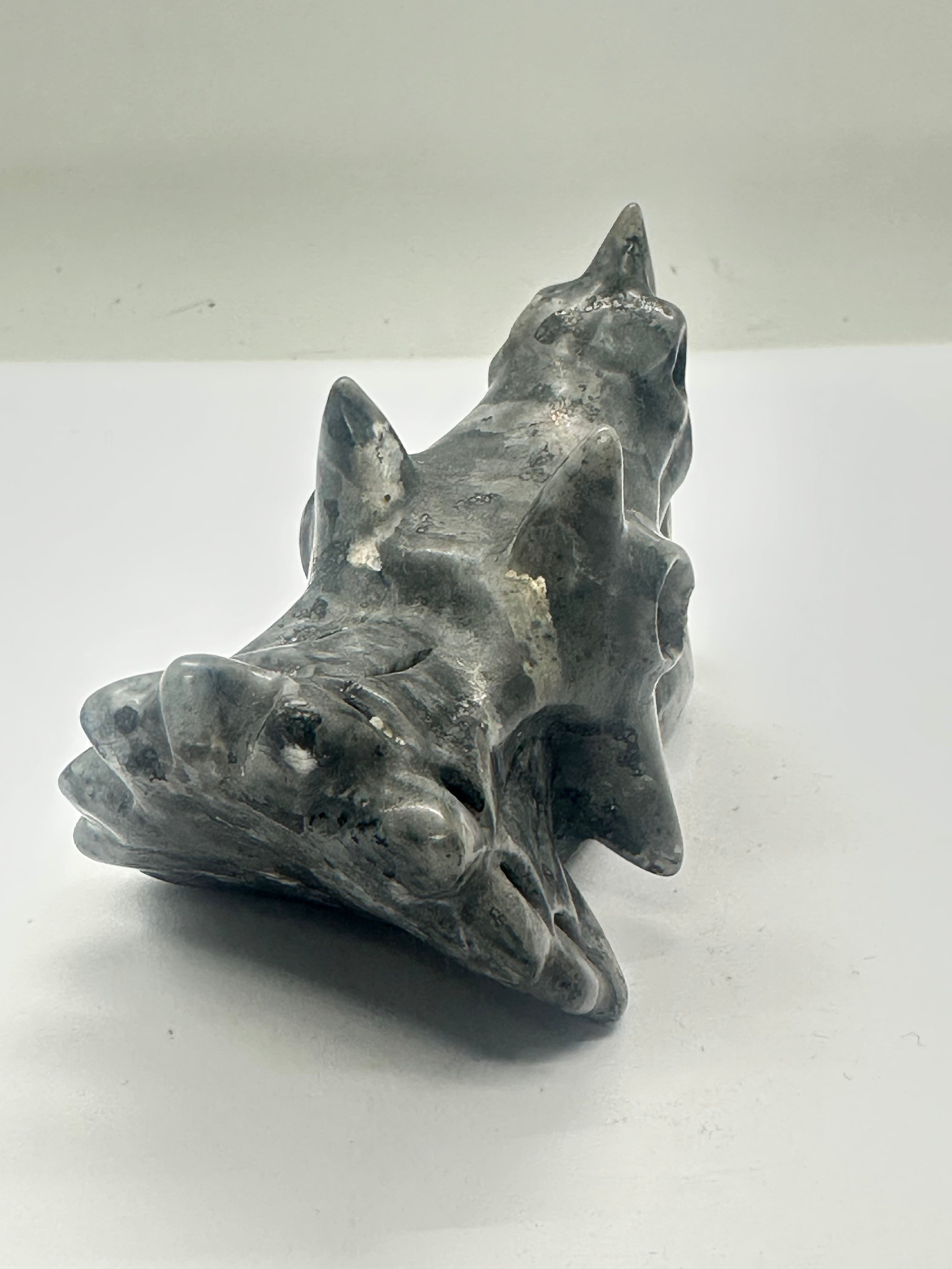 Lava Stone Dinosaur Head Carving – 252g