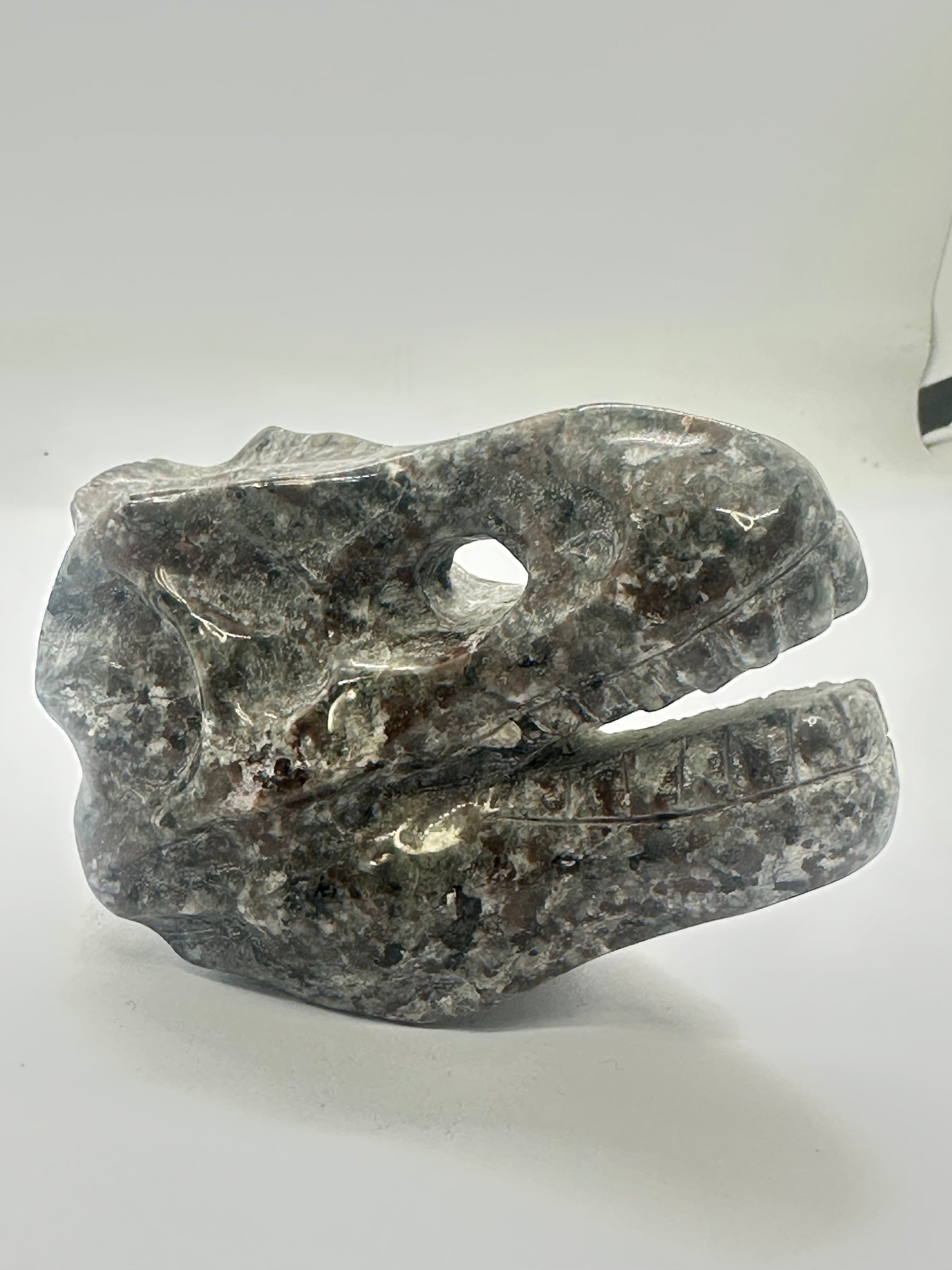 Yooperlite Dinosaur Head Carving – 415g
