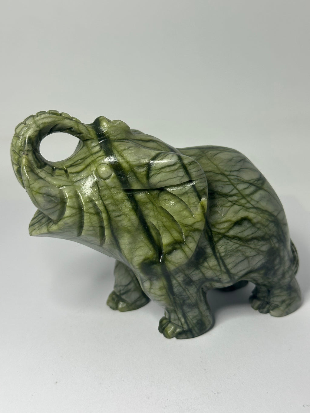 Green Jade Elephant Carving