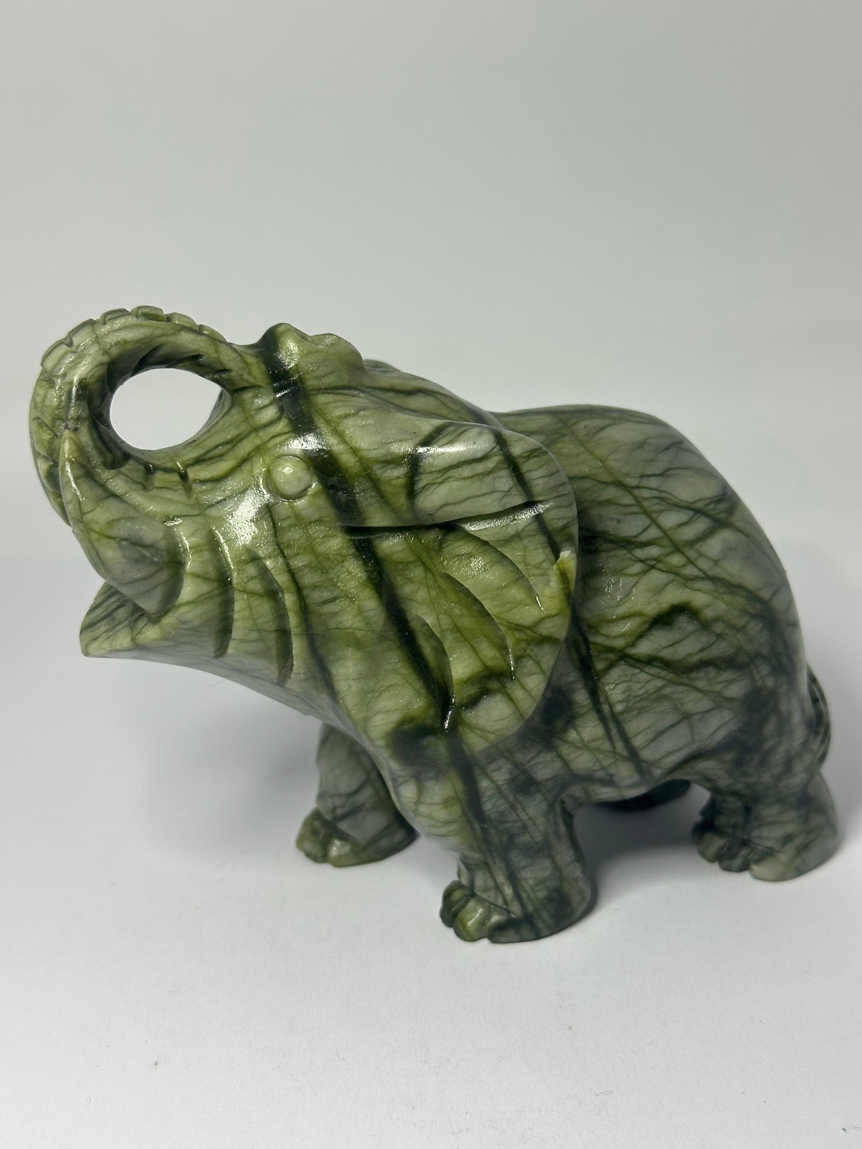 Green Jade Elephant Carving