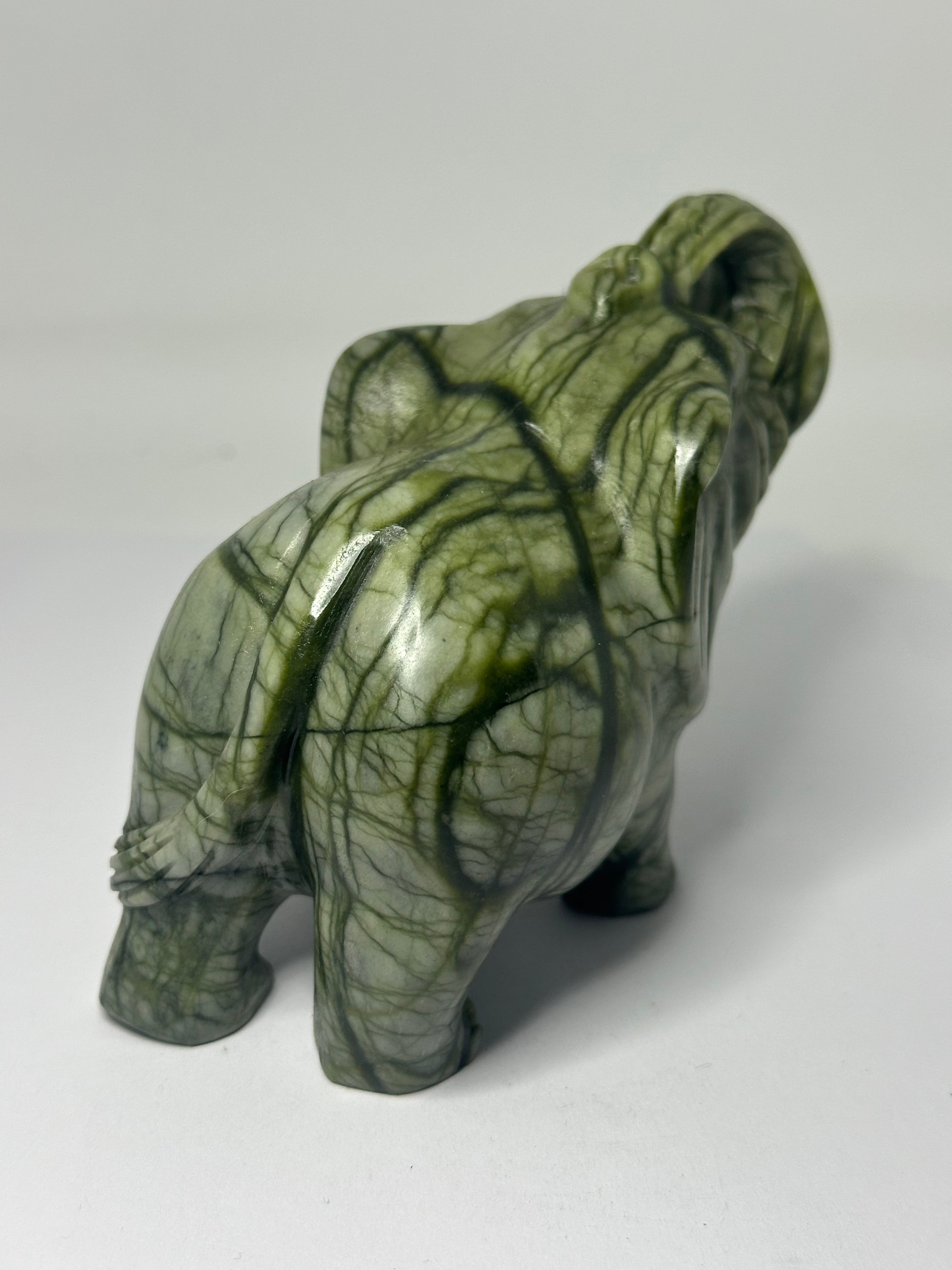 Green Jade Elephant Carving