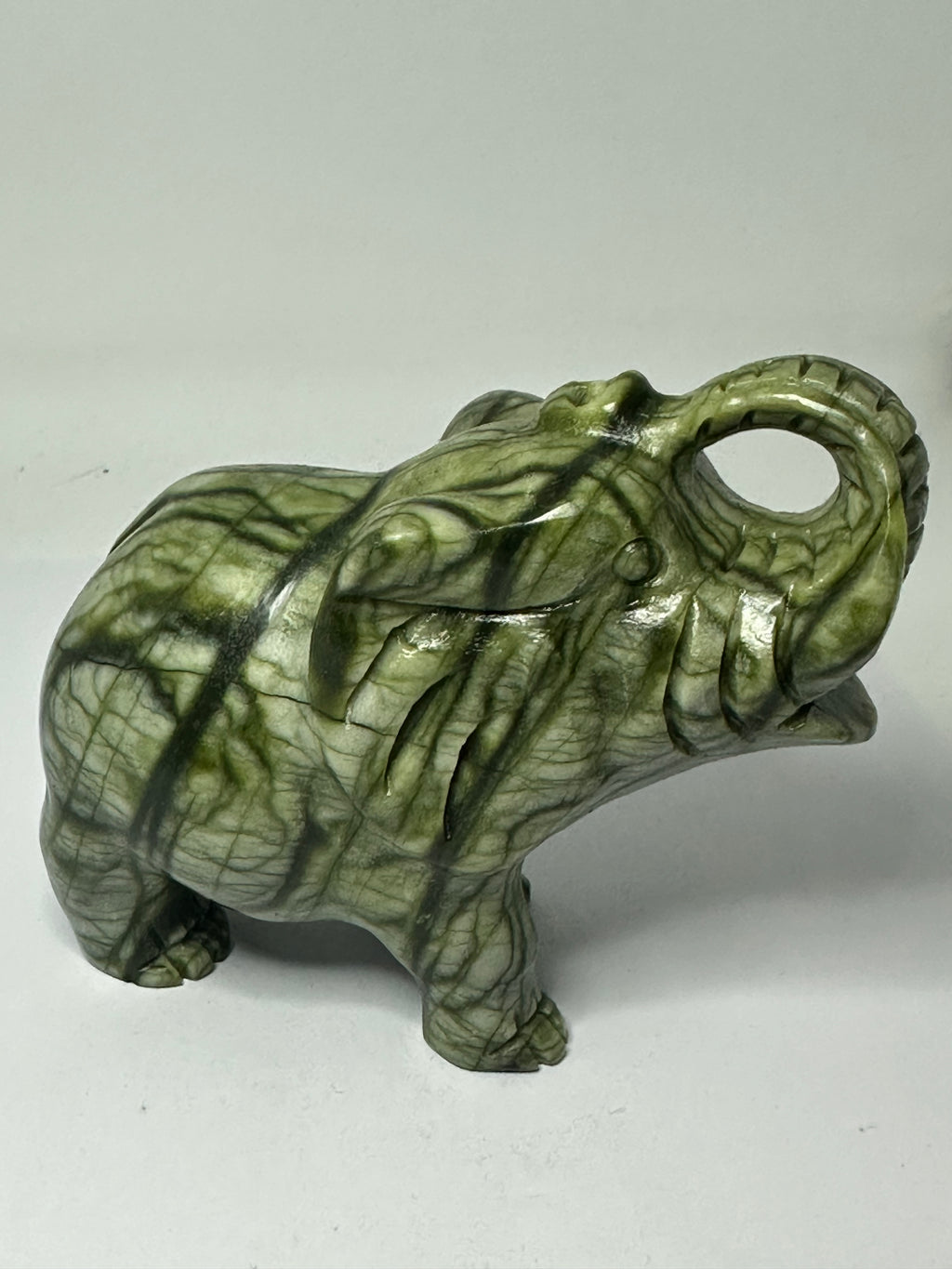 Green Jade Elephant Carving