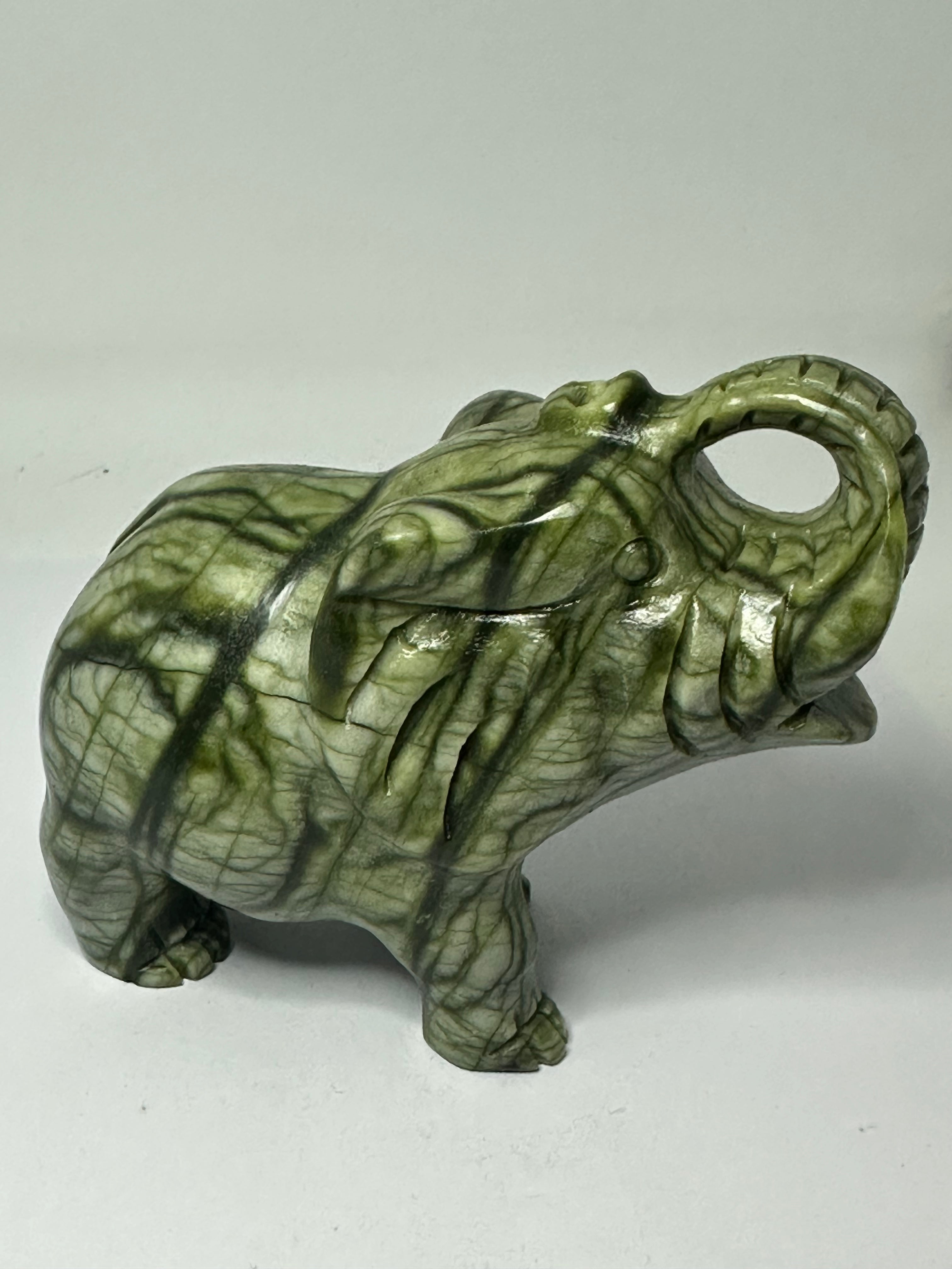 Green Jade Elephant Carving