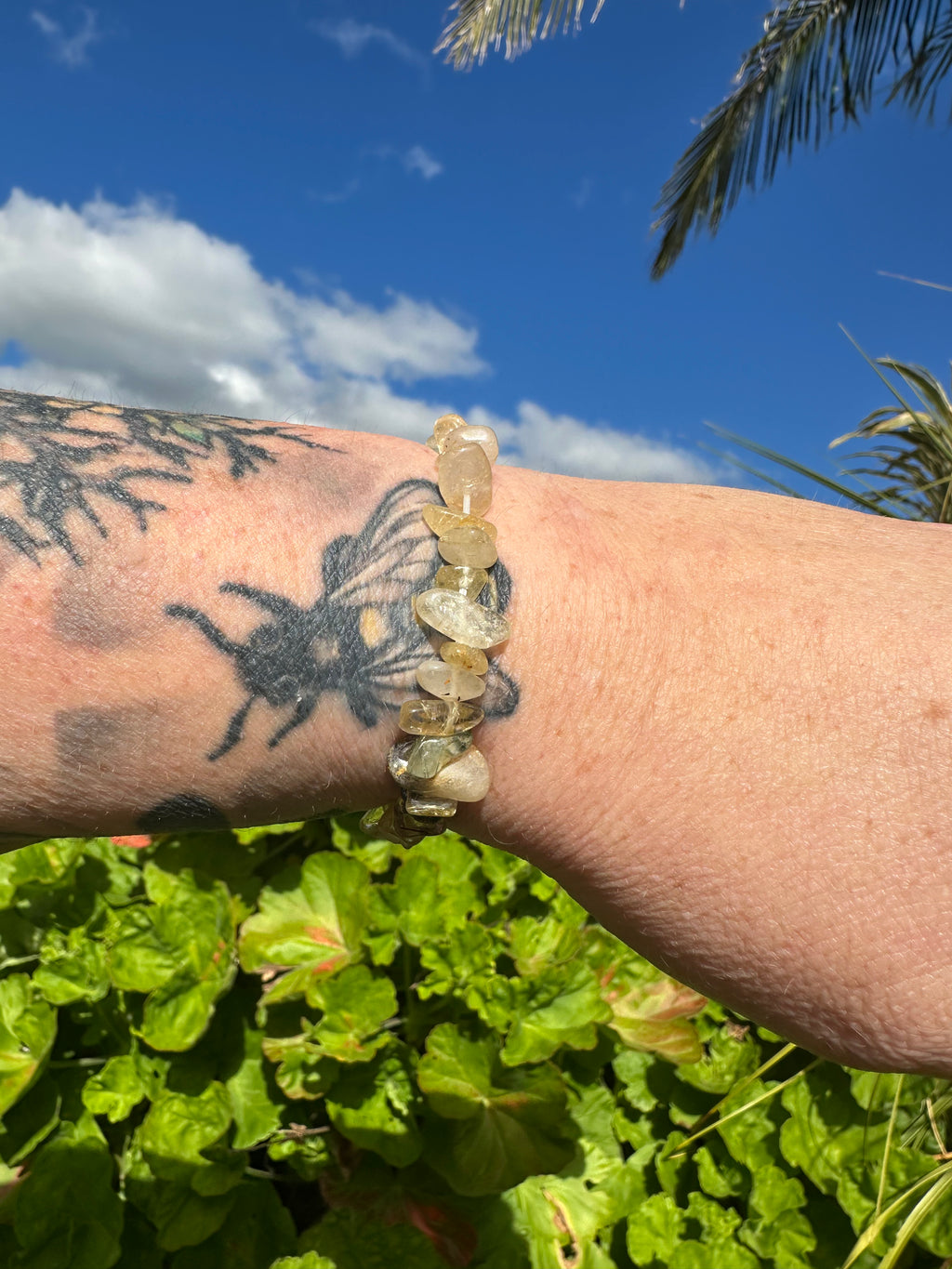 Golden Rutilated Quartz Chip Bracelet