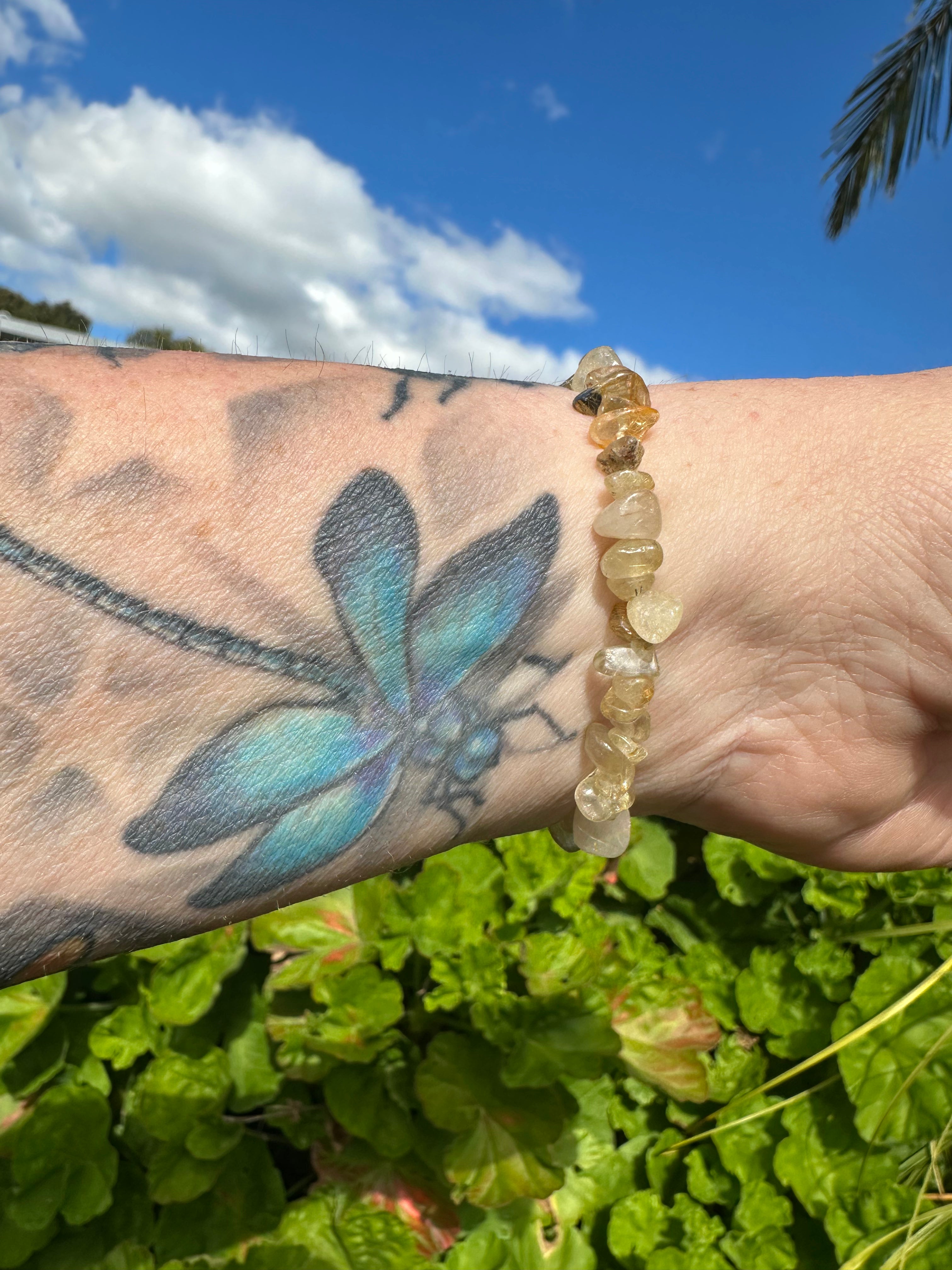 Golden Rutilated Quartz Chip Bracelet