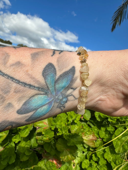 Golden Rutilated Quartz Chip Bracelet