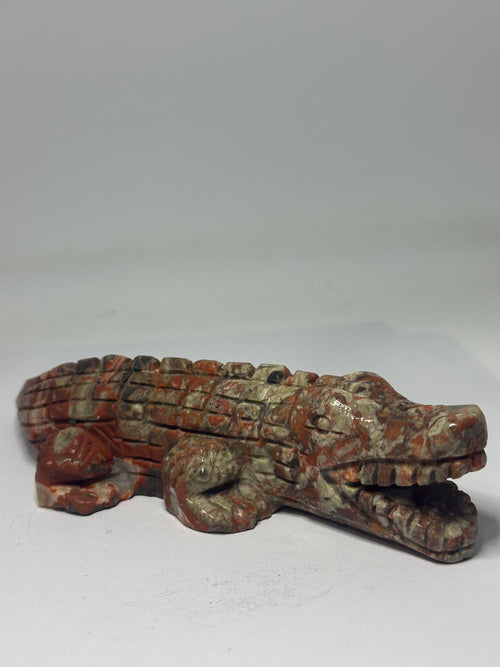 Money Agate Crocodile Carving – 340g