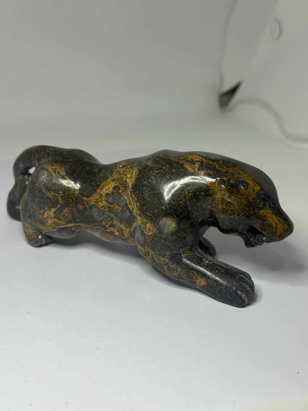 Brown & Orange Jade Panther Carving