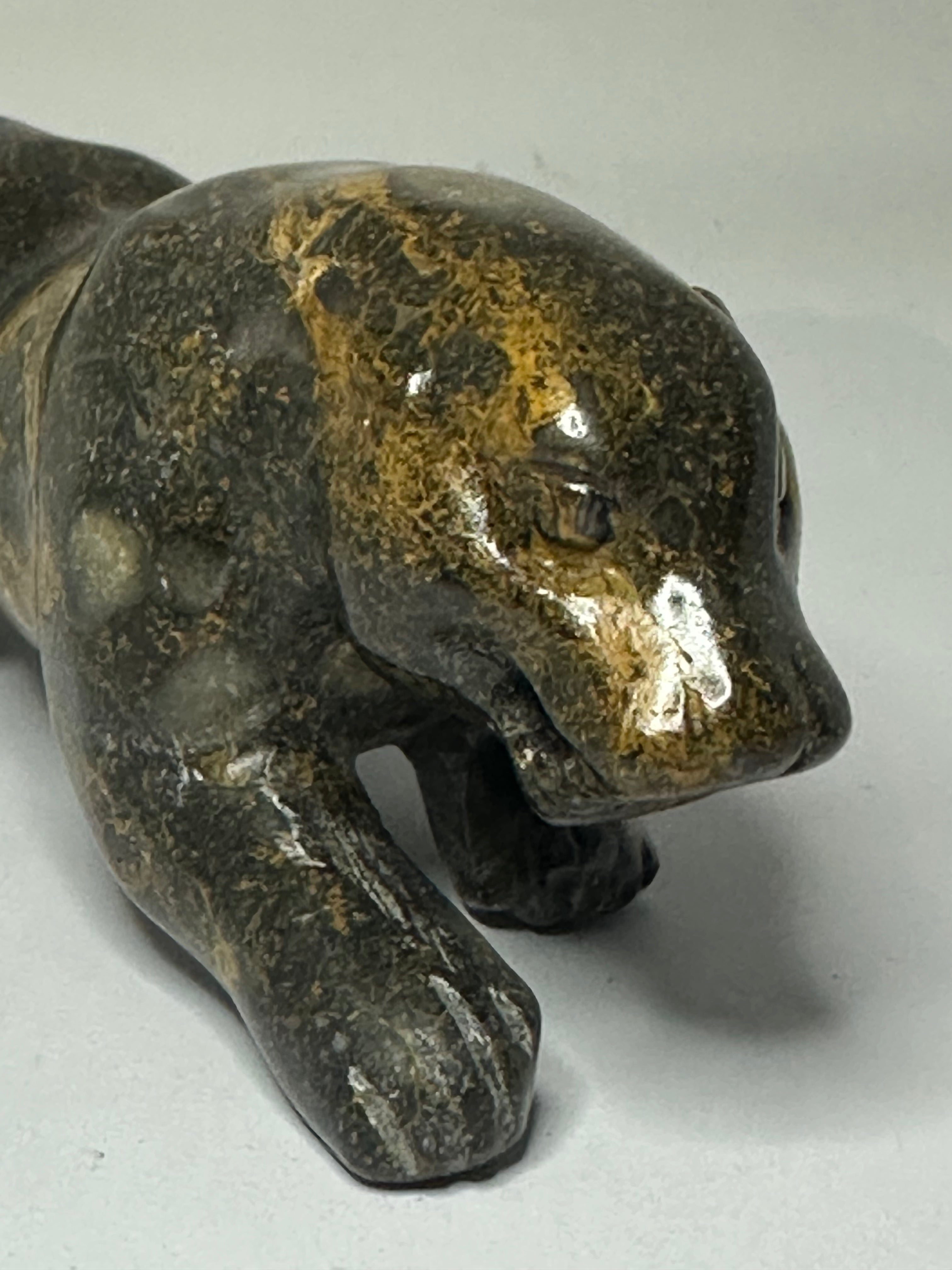 Brown & Orange Jade Panther Carving