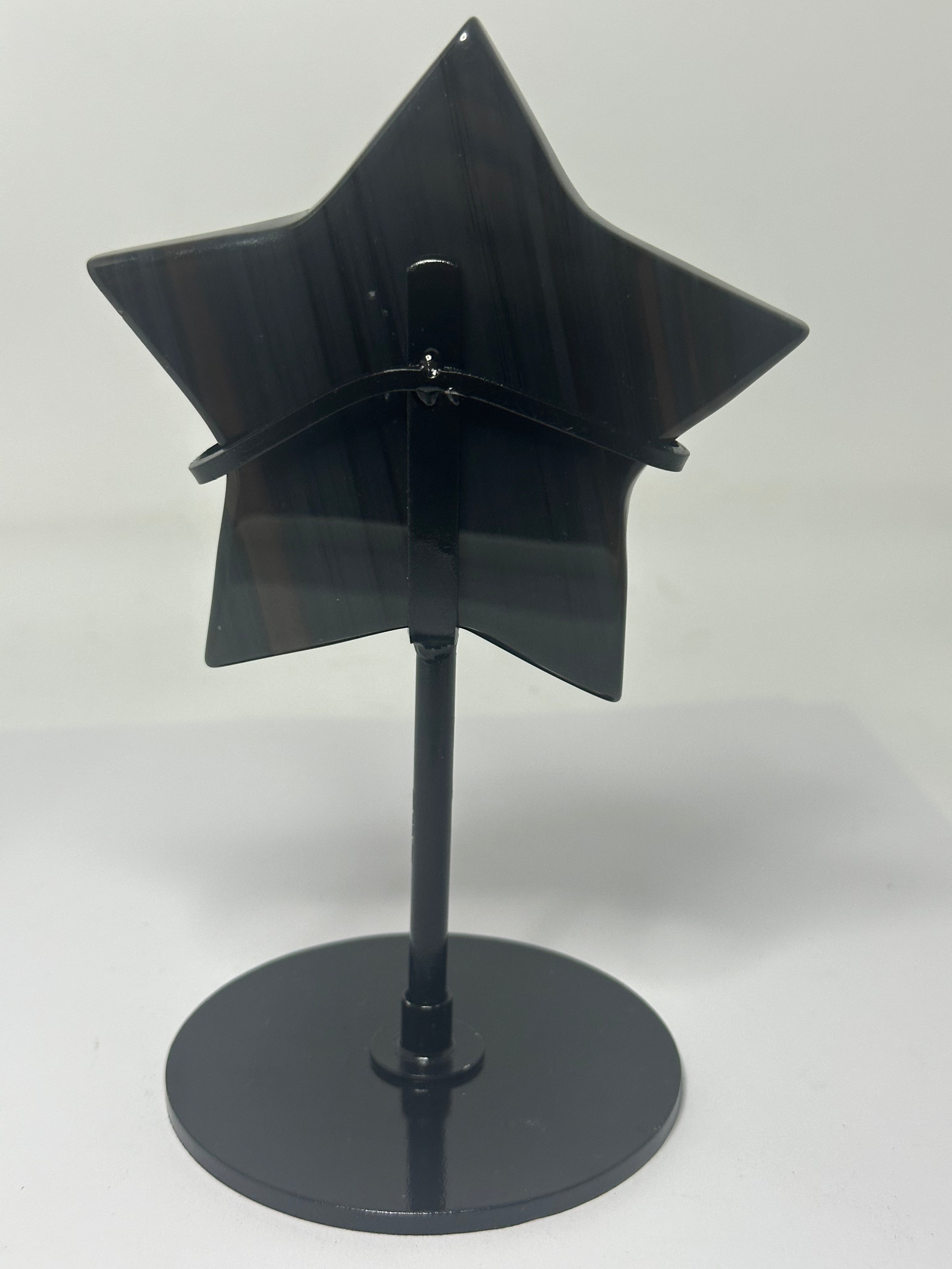 Black Lace Obsidian Star Carving on Custom Stand – 255g