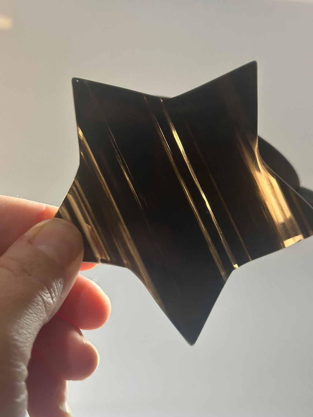 Black Lace Obsidian Star Carving on Custom Stand – 255g
