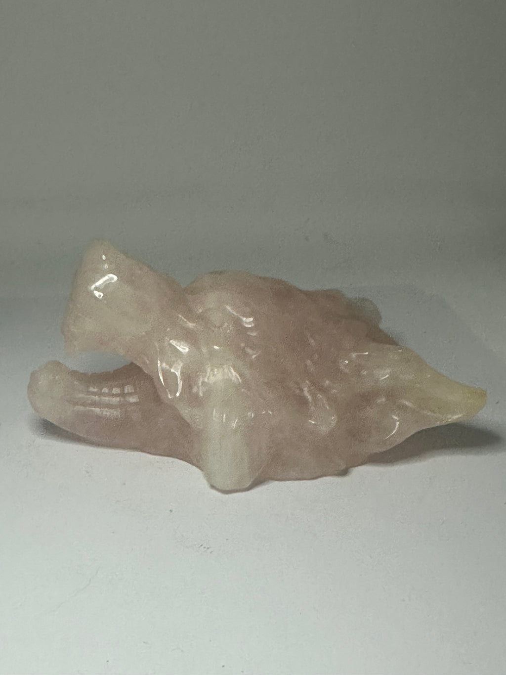 Rose Quartz Wolf Head Carving – 525g