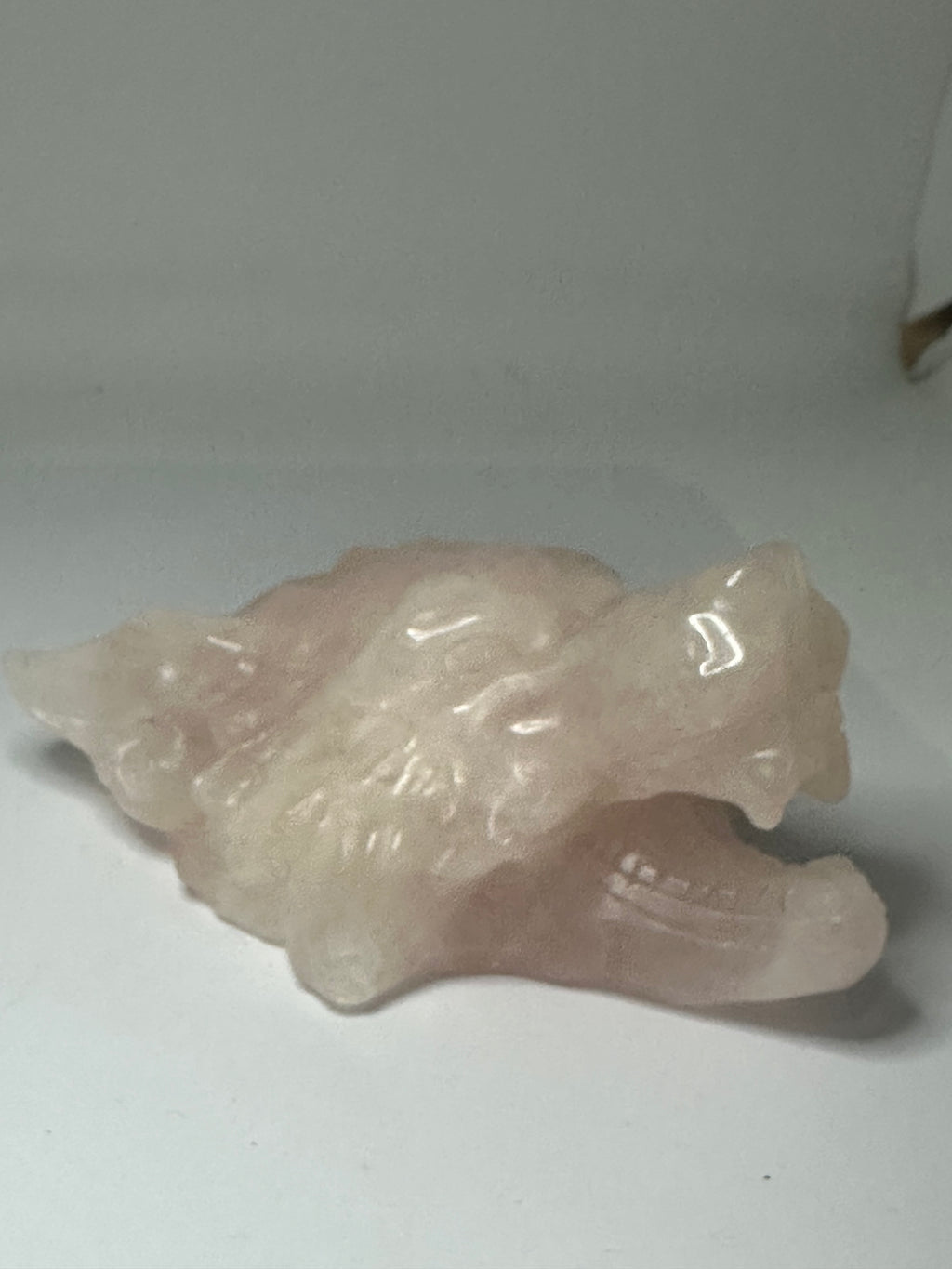 Rose Quartz Wolf Head Carving – 525g