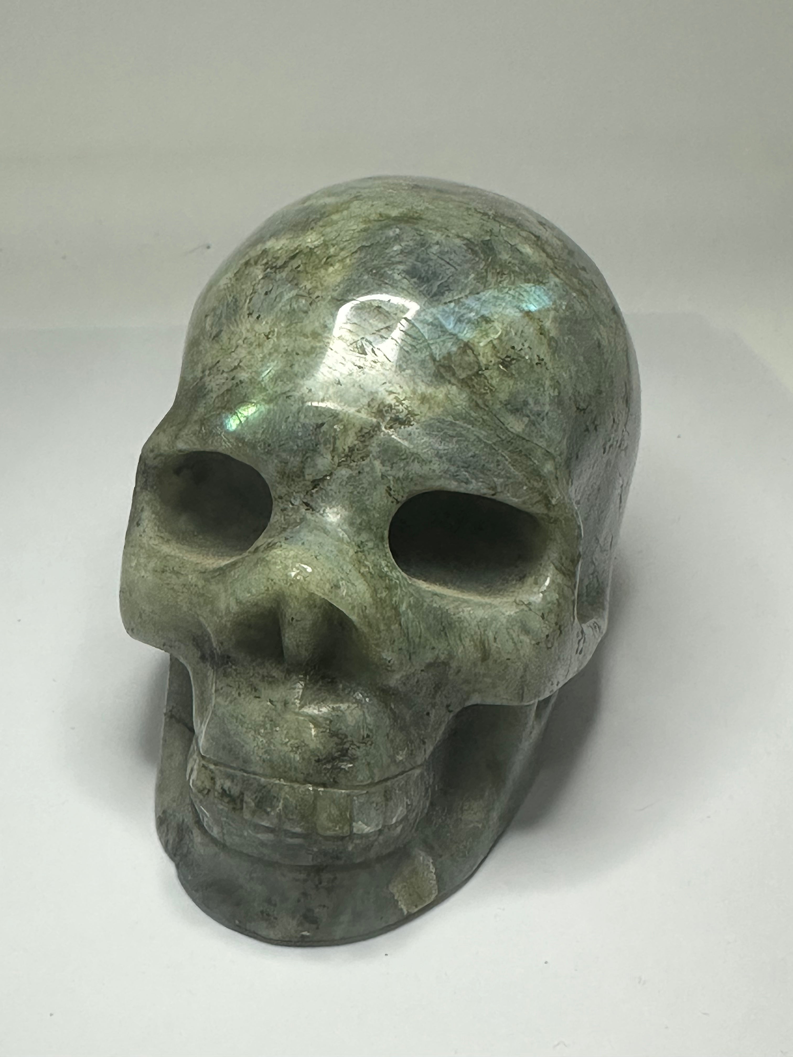 Labradorite Skull Carving with Flash – 1.21kg
