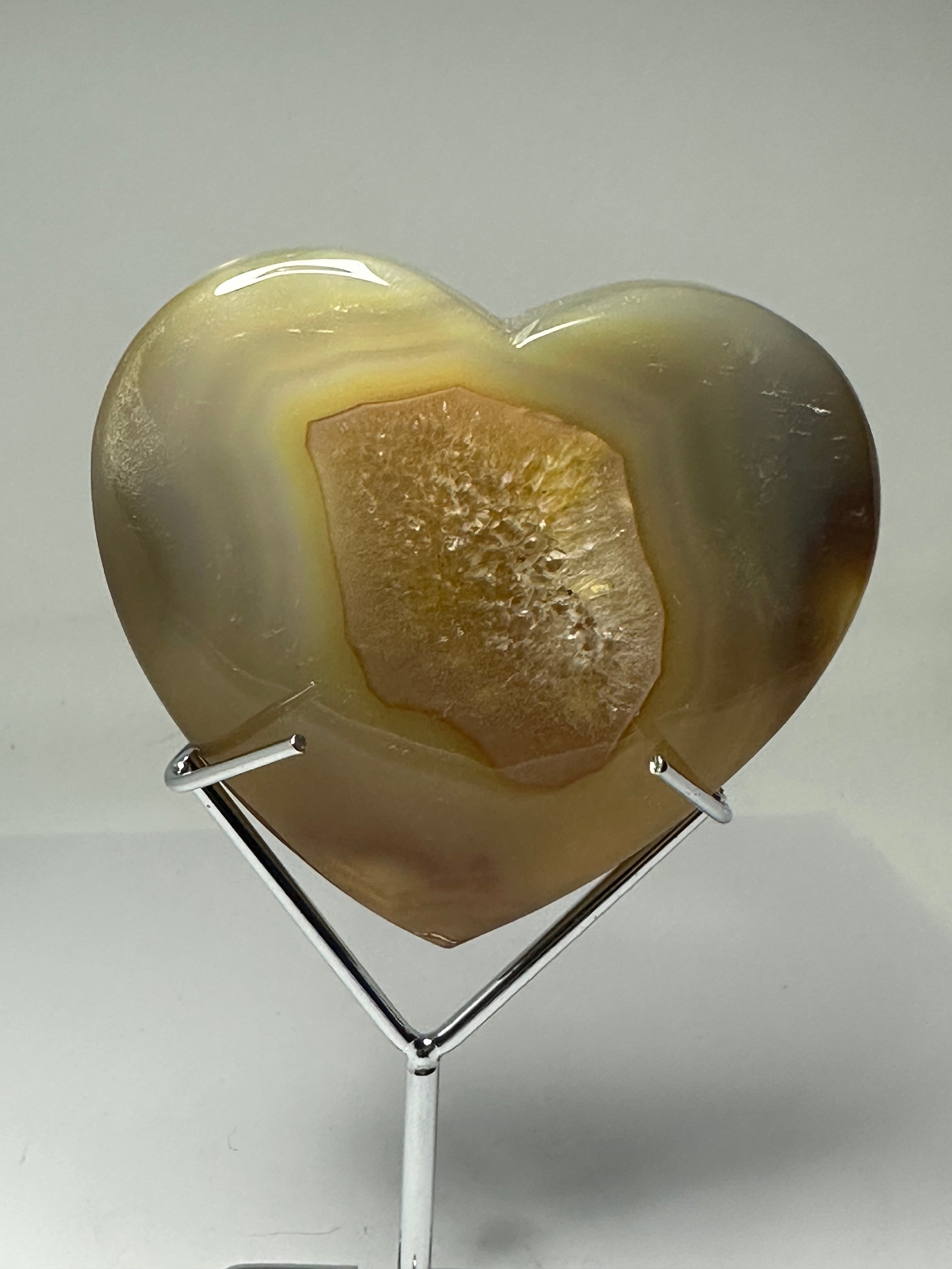 Agate Heart Carving with Druzy – 161g