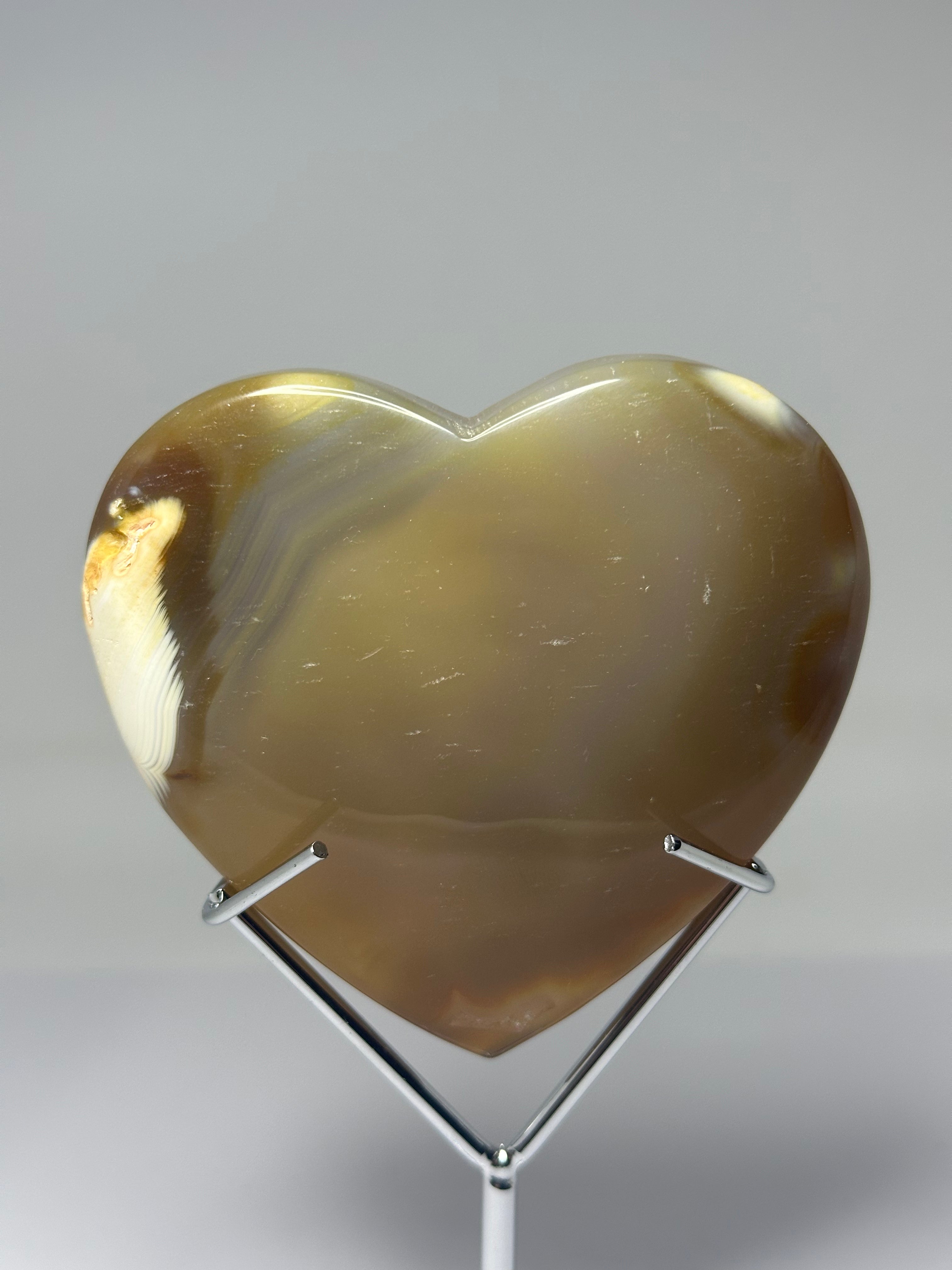 Agate Heart Carving with Druzy – 161g