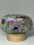 Large Aura Sphalerite Palm Stone with Druzy – 301g