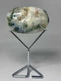 Moss Agate Palm Stone on Stand – 140g