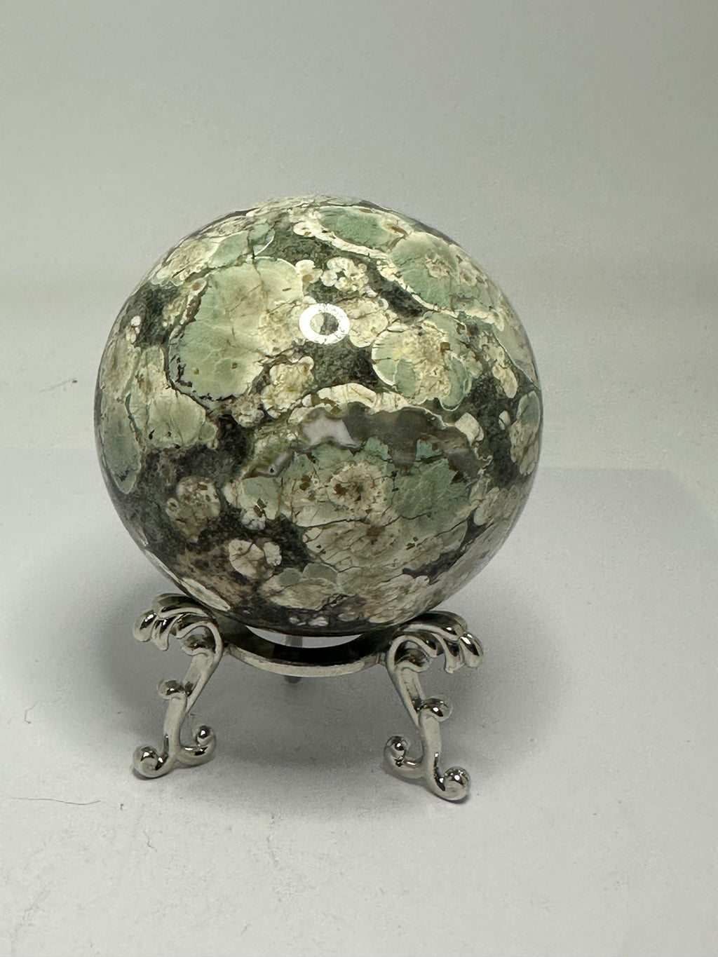 Green Flower Agate Sphere – 388g