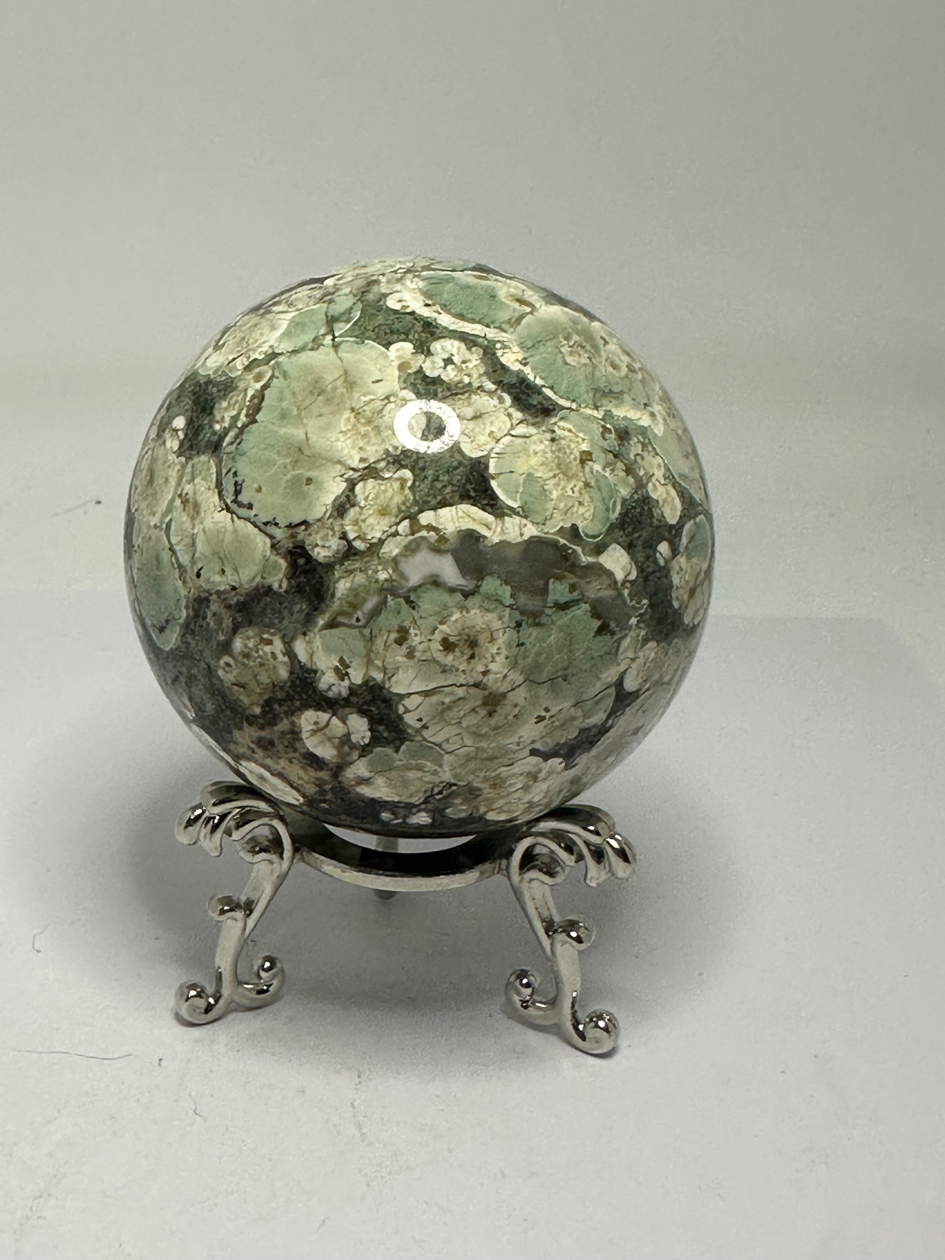 Green Flower Agate Sphere – 388g